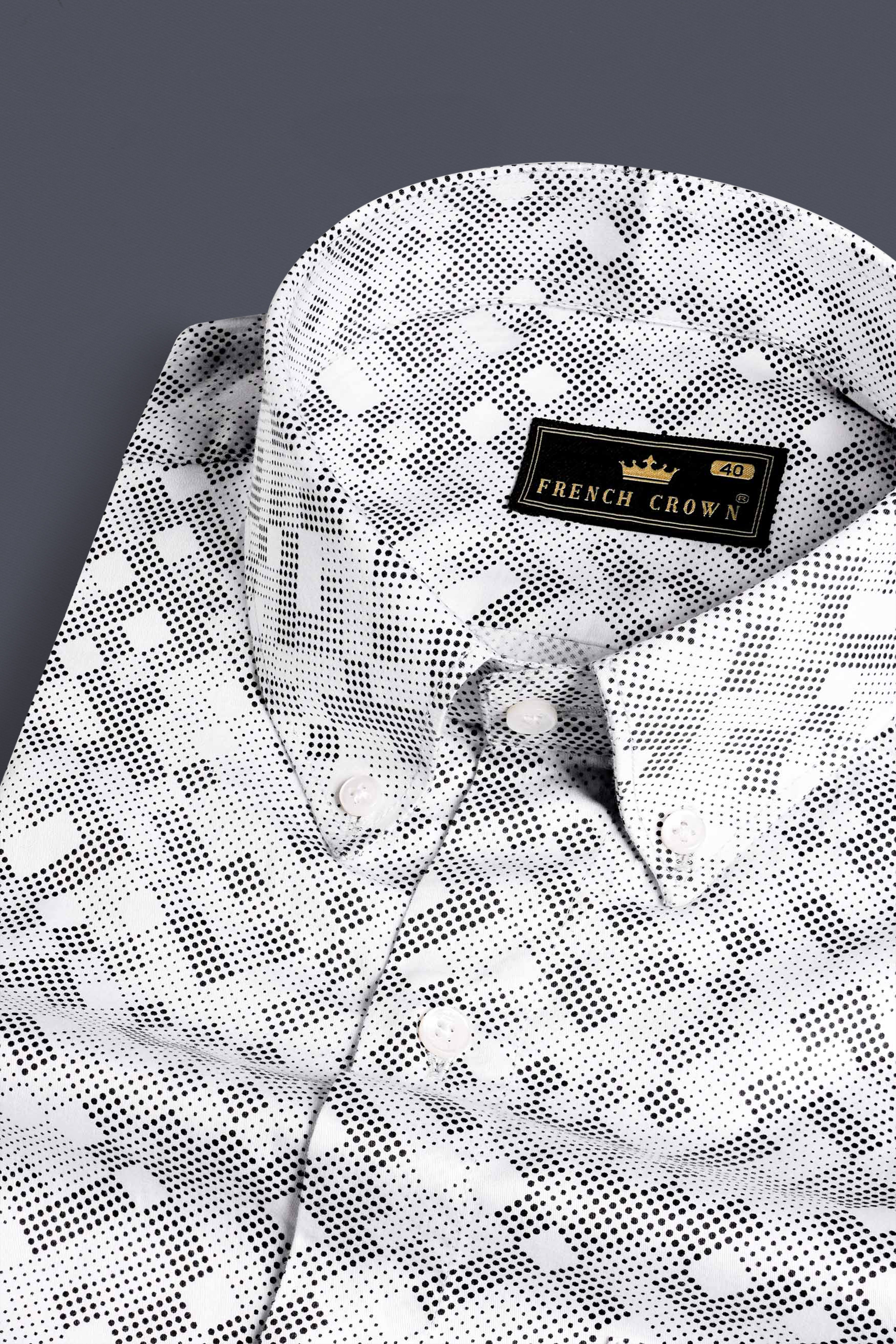 Bright White and Black Printed Super Soft Premium Cotton Shirt