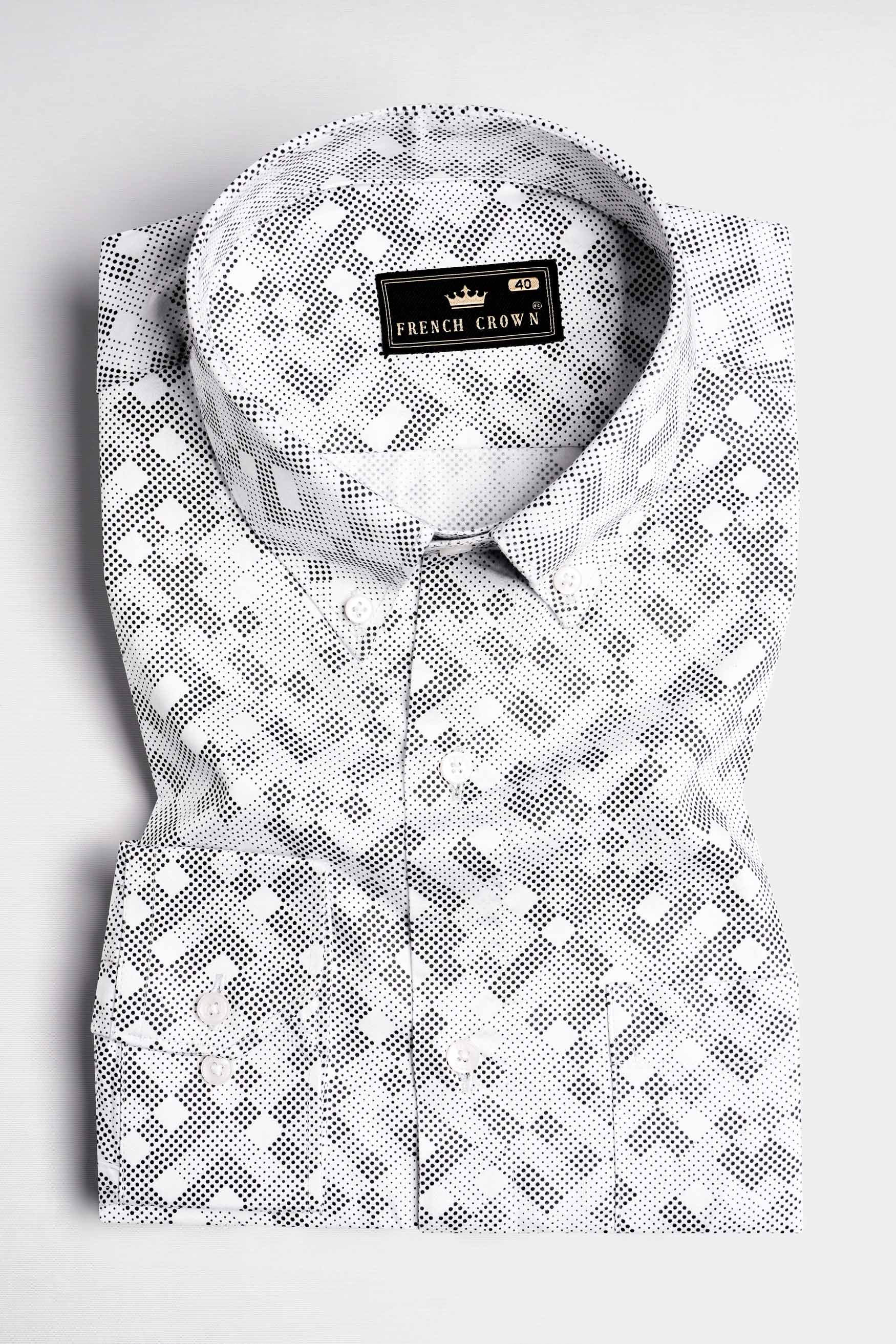 Bright White and Black Printed Super Soft Premium Cotton Shirt