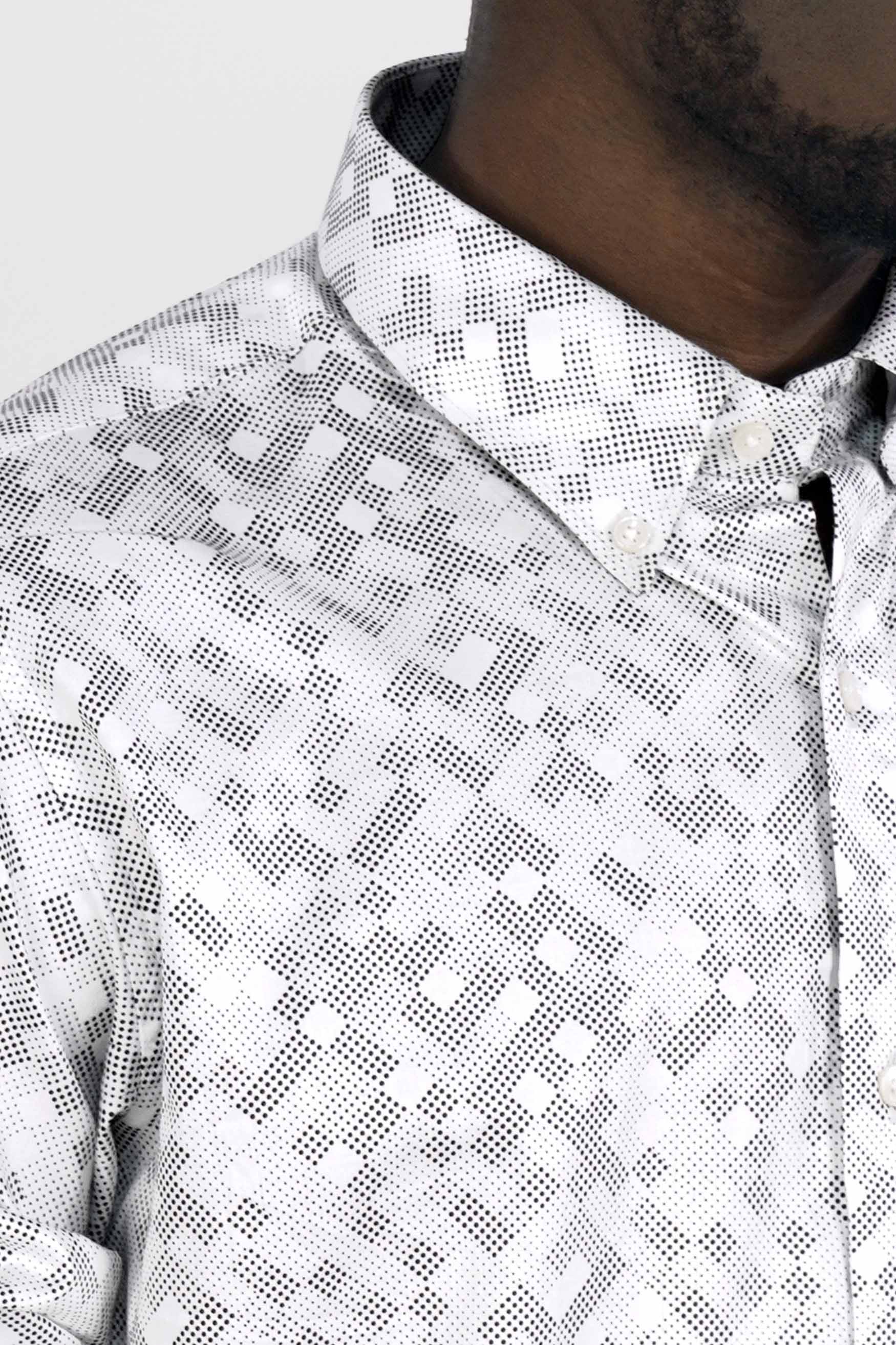Bright White and Black Printed Super Soft Premium Cotton Shirt