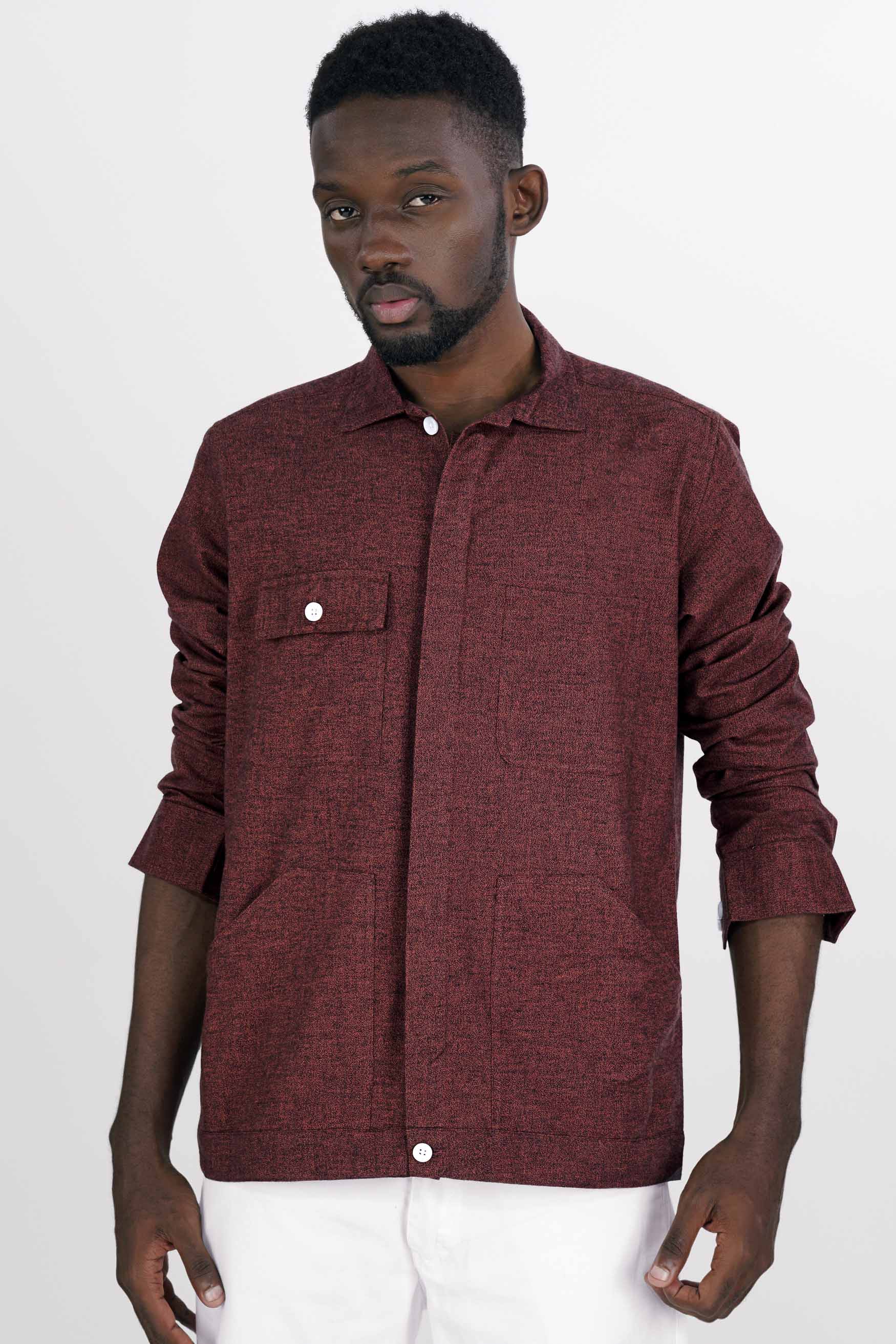 Wine Flannel Designer Shirt