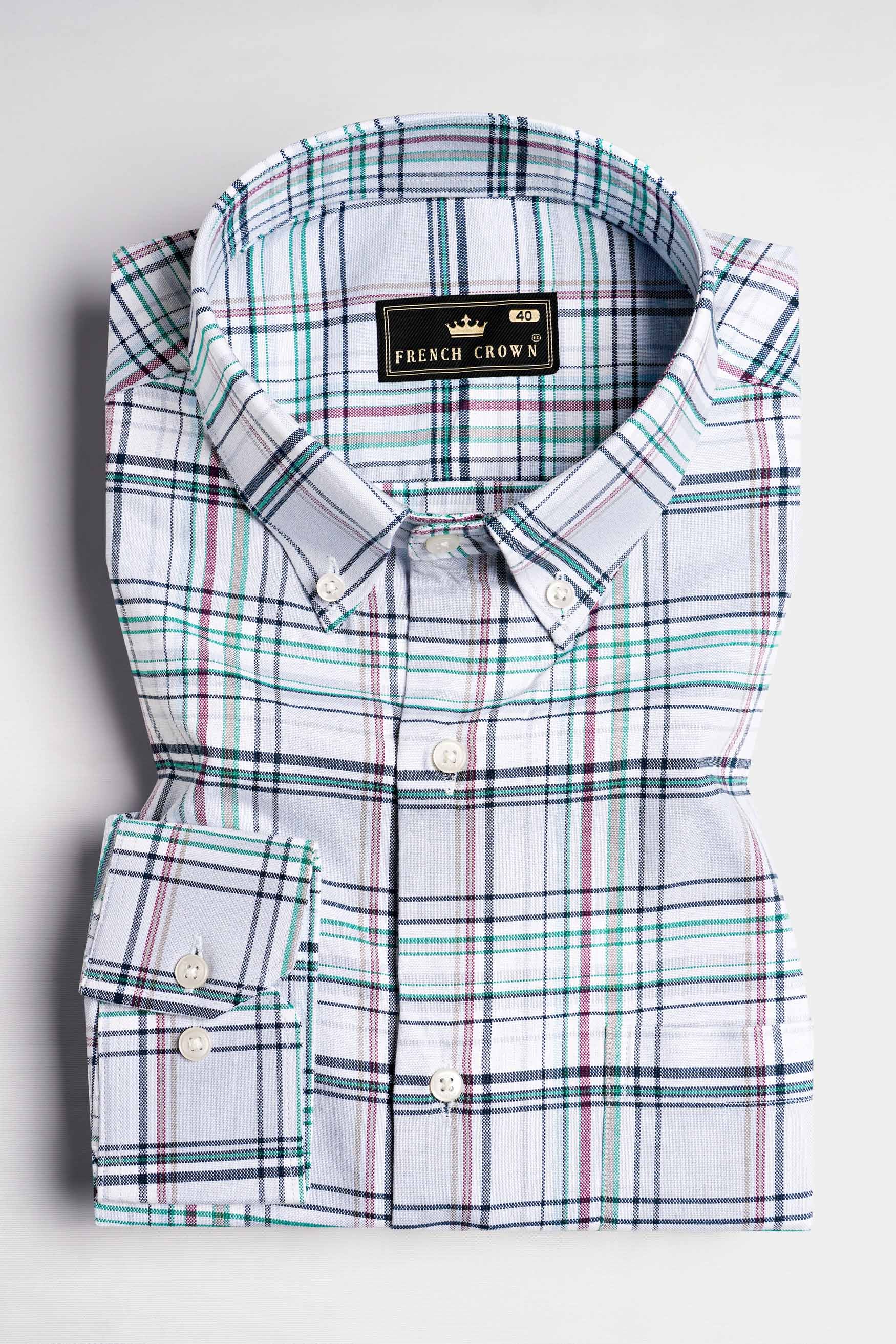 Nebula Gray with Horizon Green Multicolour Plaid Royal Oxford Shirt