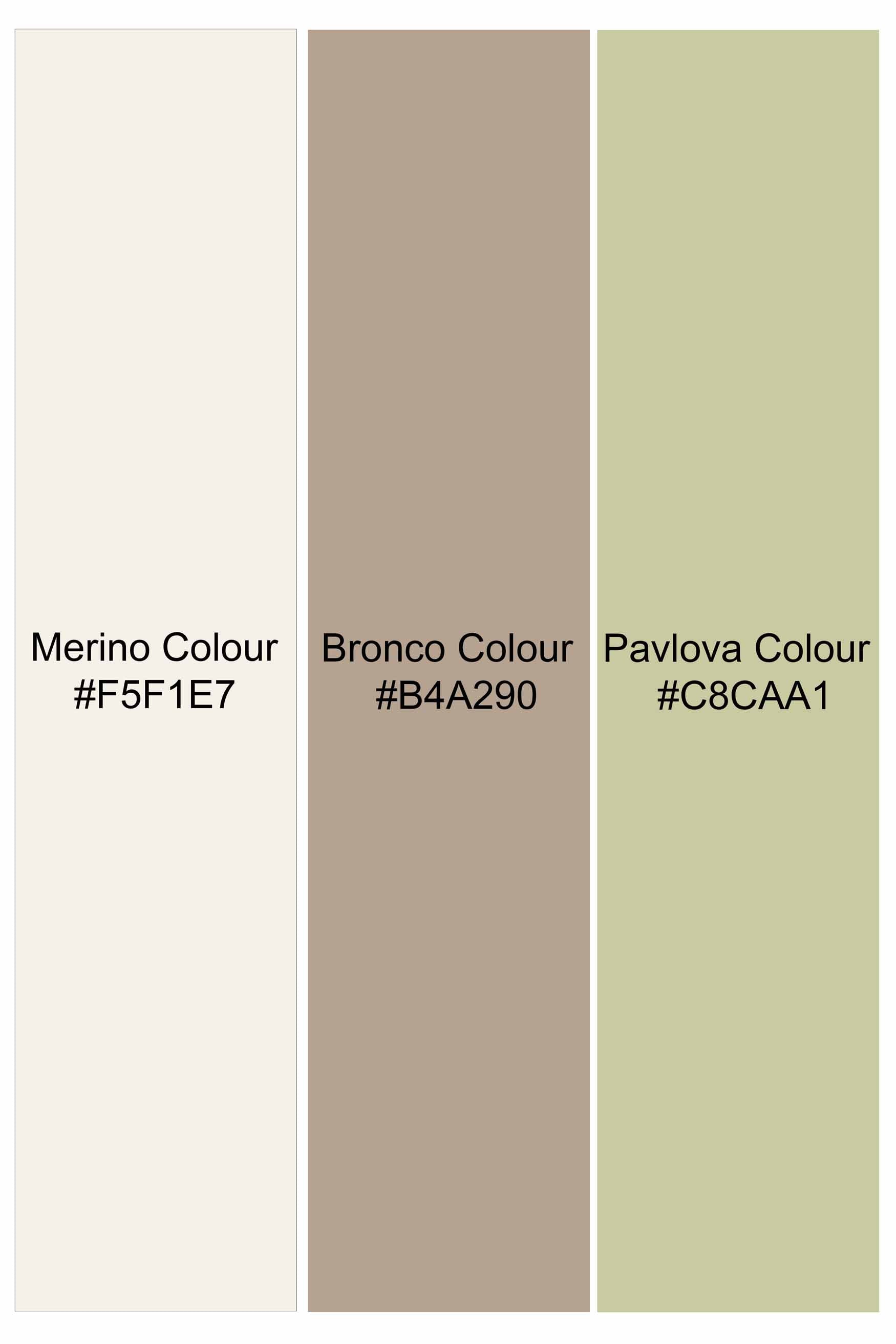 Merino Beige with Bronco Brown and Pavlova Green Printed Super Soft Premium Cotton Shirt