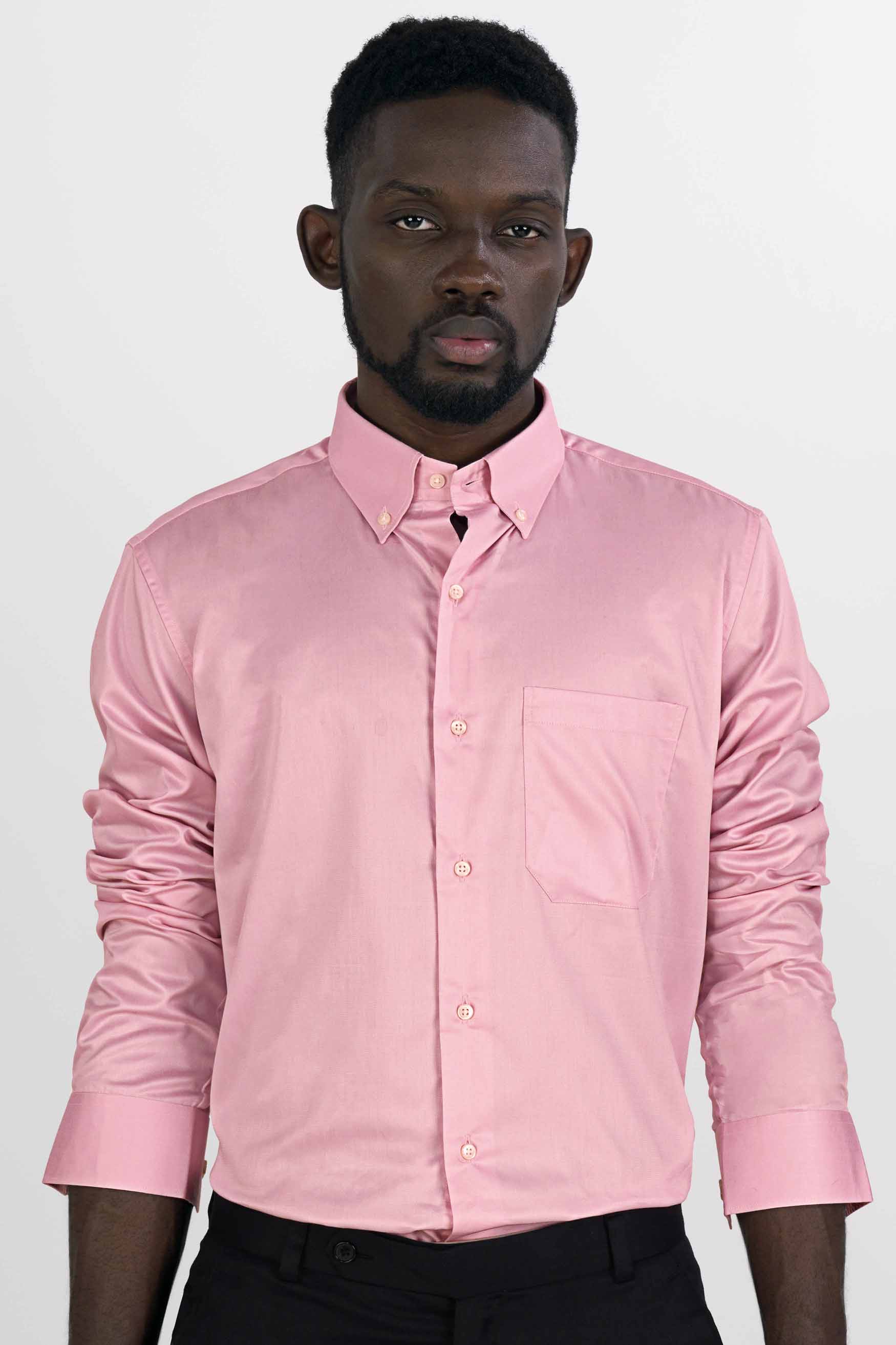 Thulian Pink Dobby Textured Premium Giza Cotton Shirt