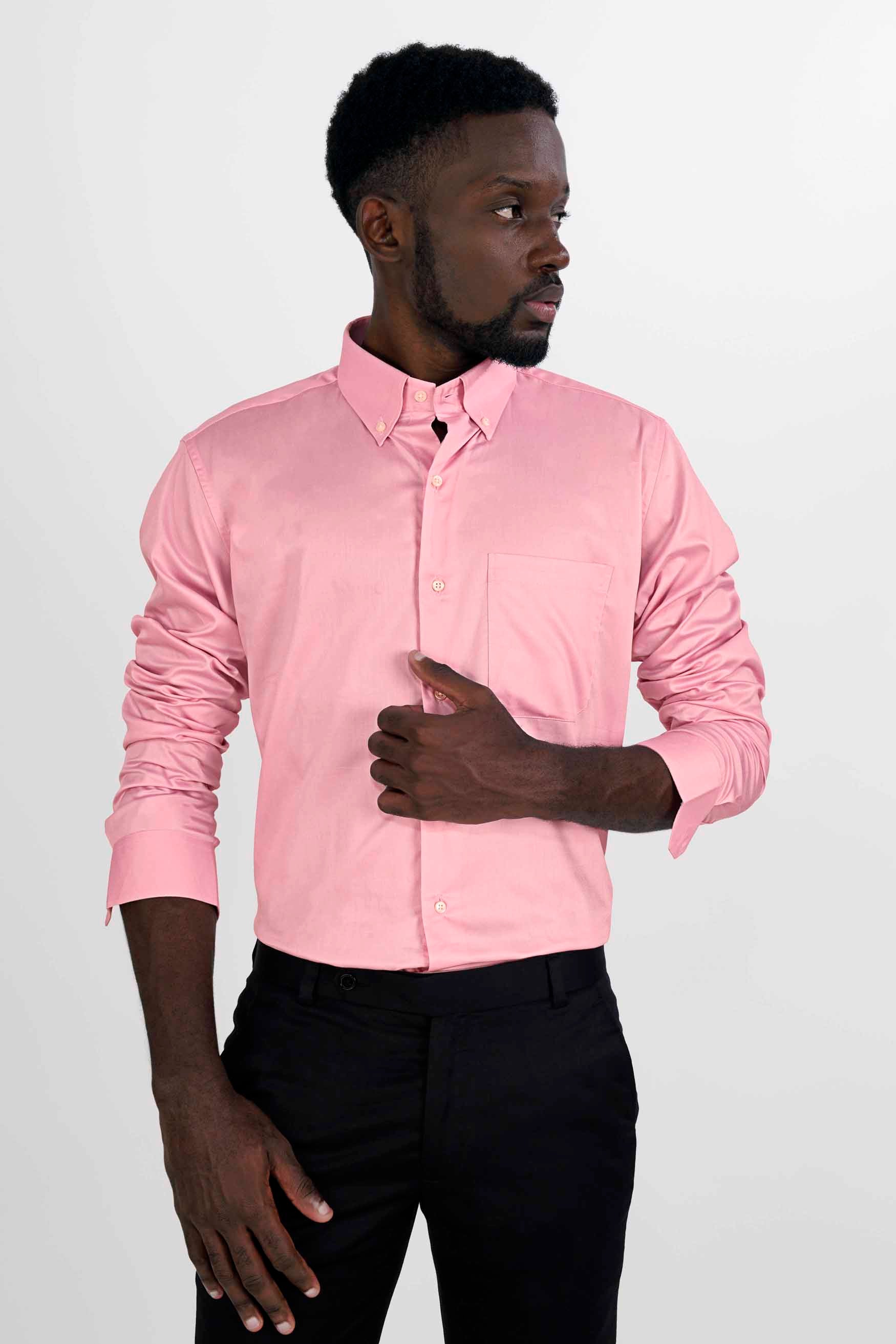 Thulian Pink Dobby Textured Premium Giza Cotton Shirt
