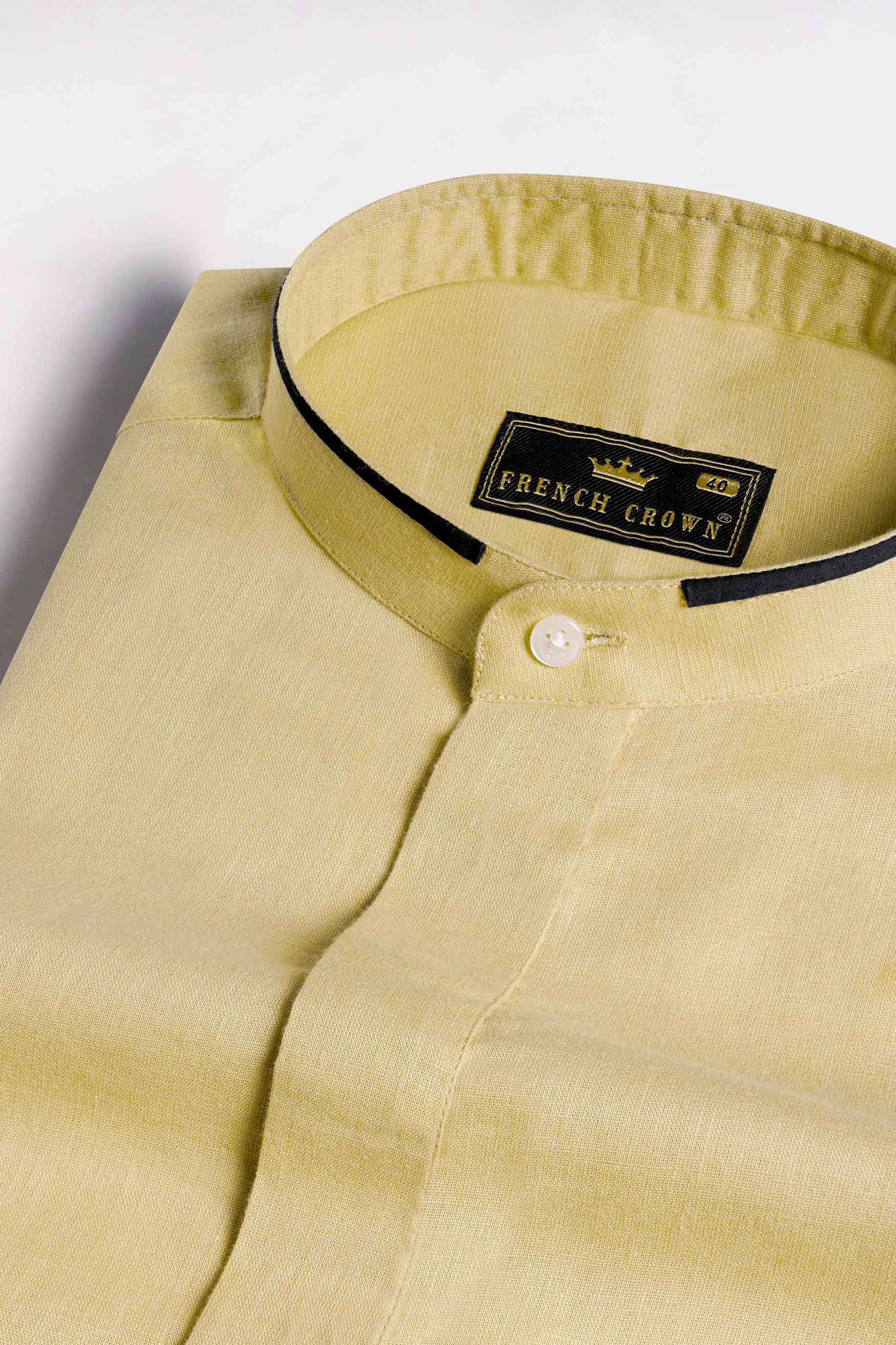 Harvest Brown Hand Painted Luxurious Linen Designer Shirt