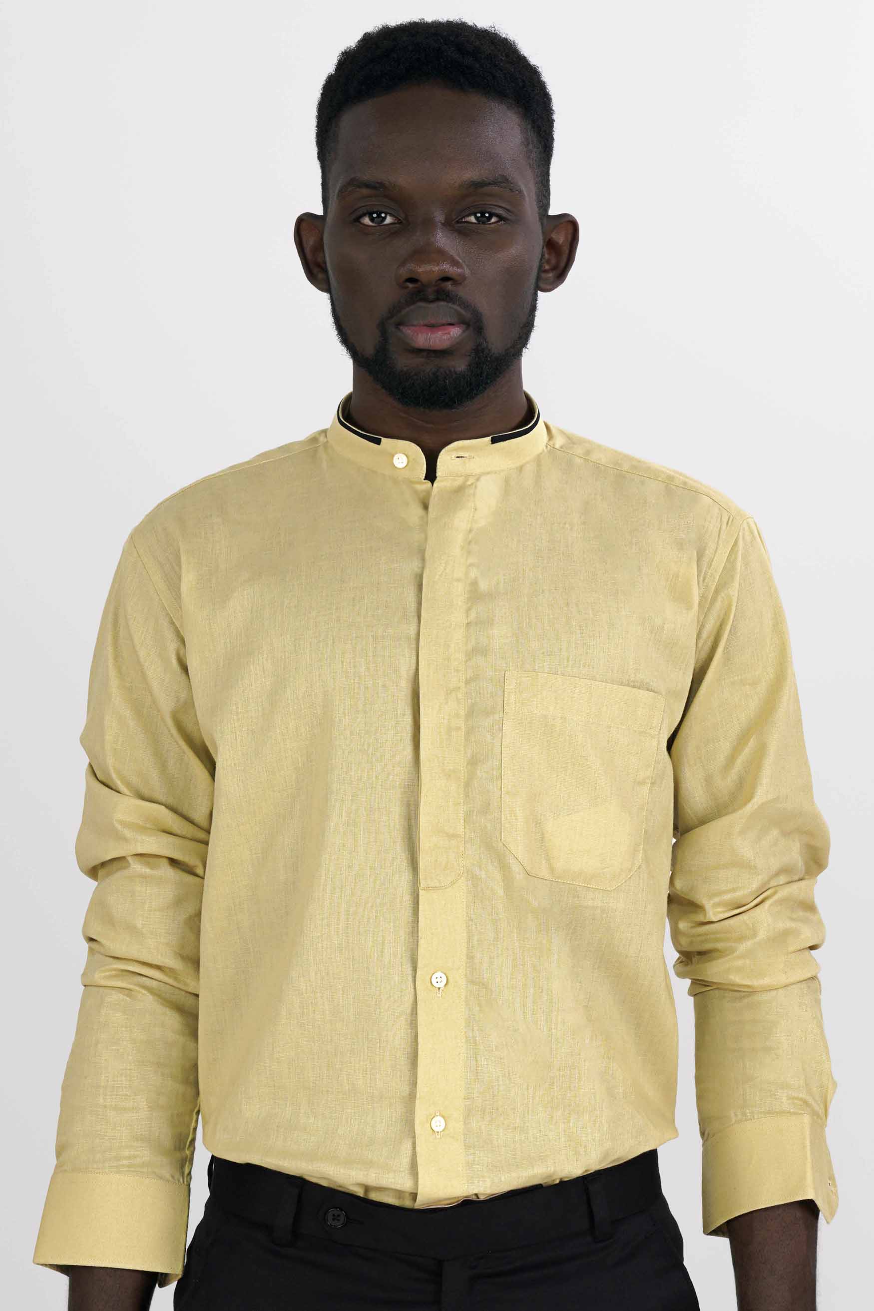 Harvest Brown Hand Painted Luxurious Linen Designer Shirt