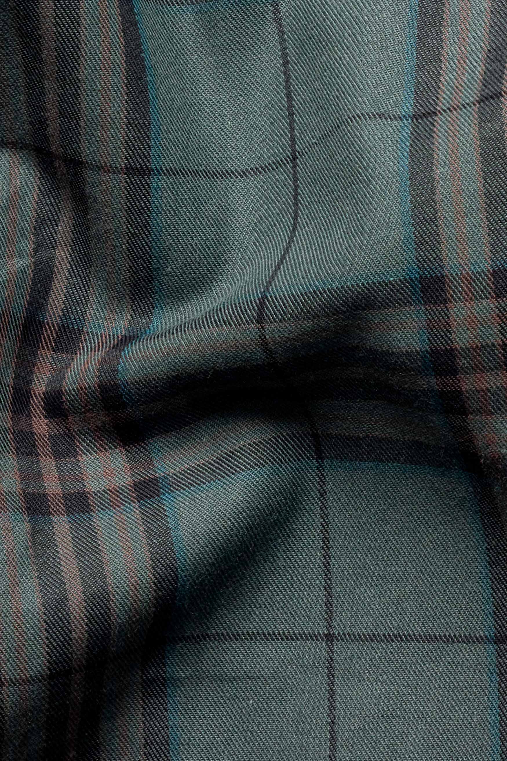 Bayoux Green with Onyx Black and Ferra Brown Twill Plaid Premium Cotton Shirt
