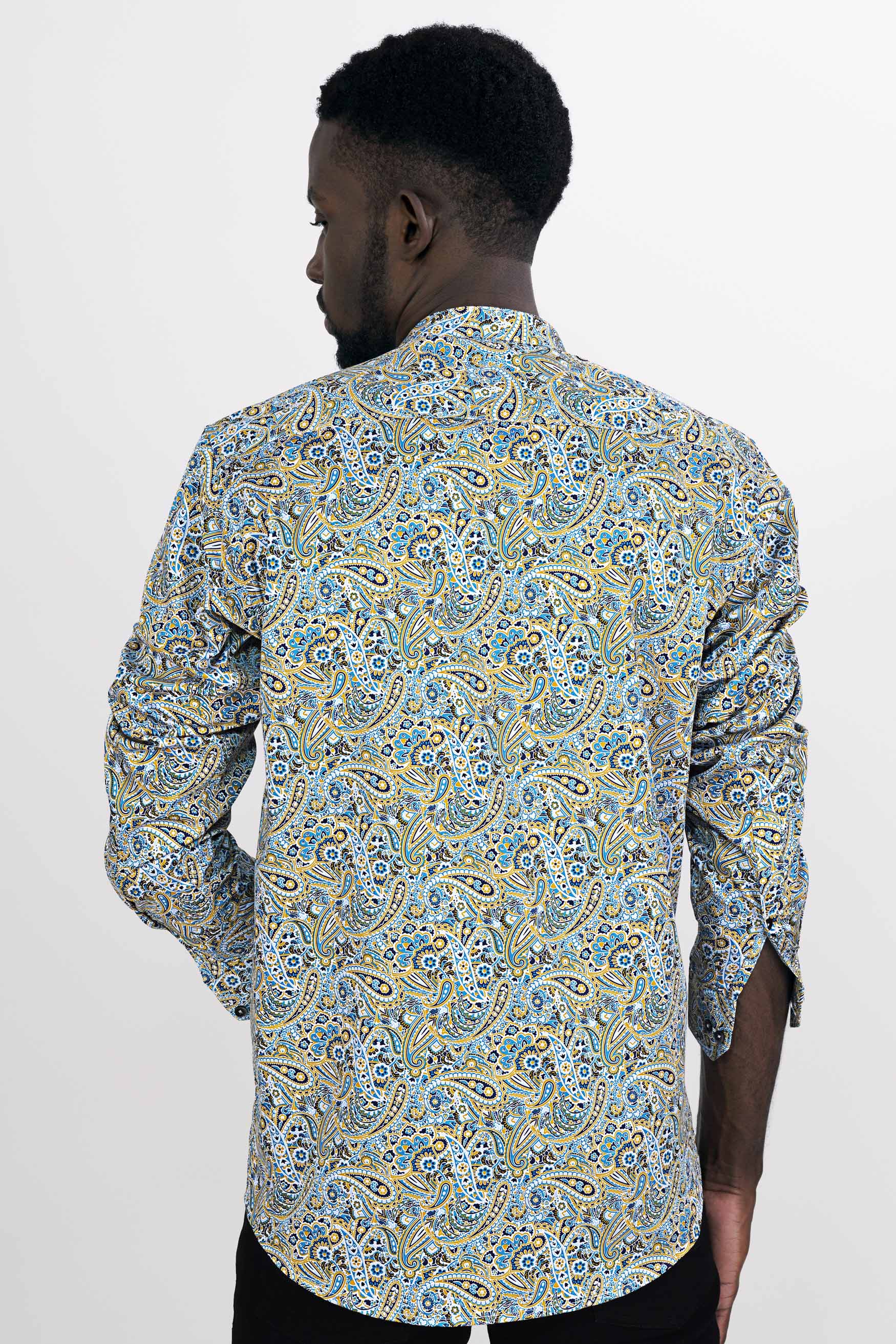Ocean Blue and Alpine Brown Paisley Printed Super Soft Premium Cotton Shirt