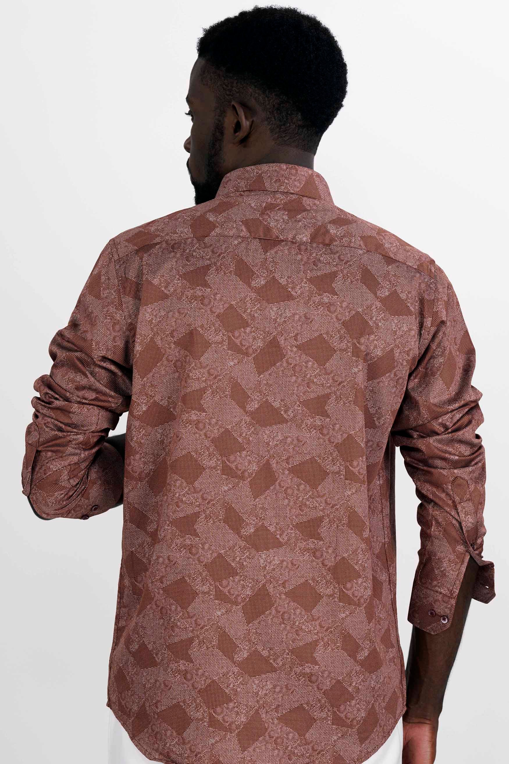 Nutmeg Brown and White Printed Super Soft Premium Cotton Shirt