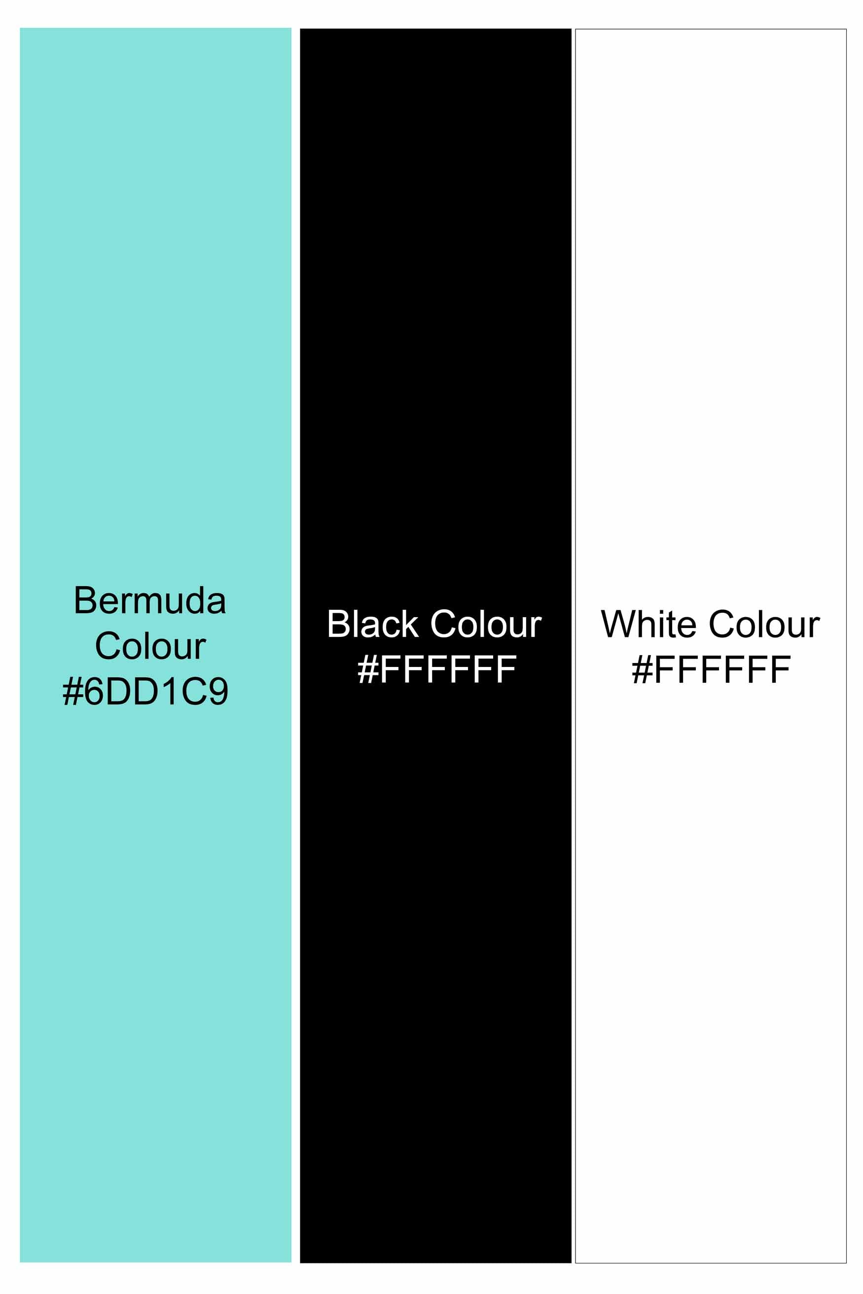 Bermuda Blue with Black and White Dobby Textured Premium Giza Cotton Shirt