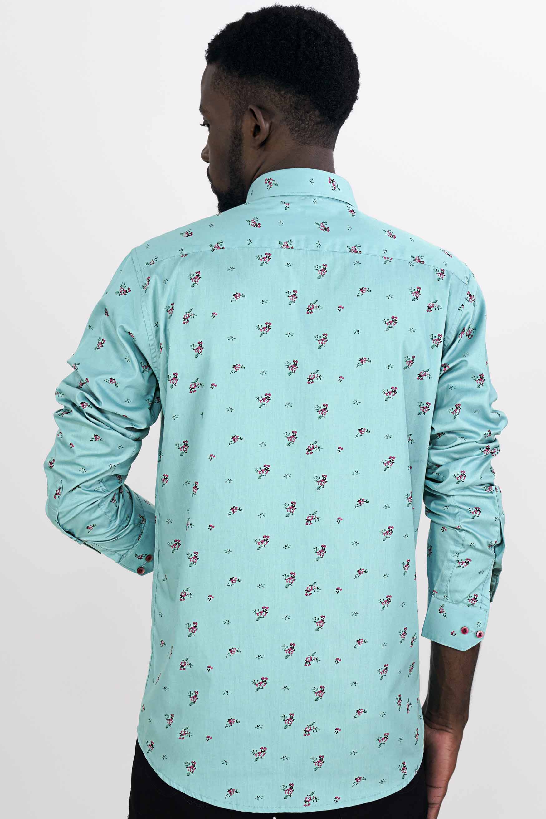 Hosta Blue Ditsy Printed Chambray Shirt