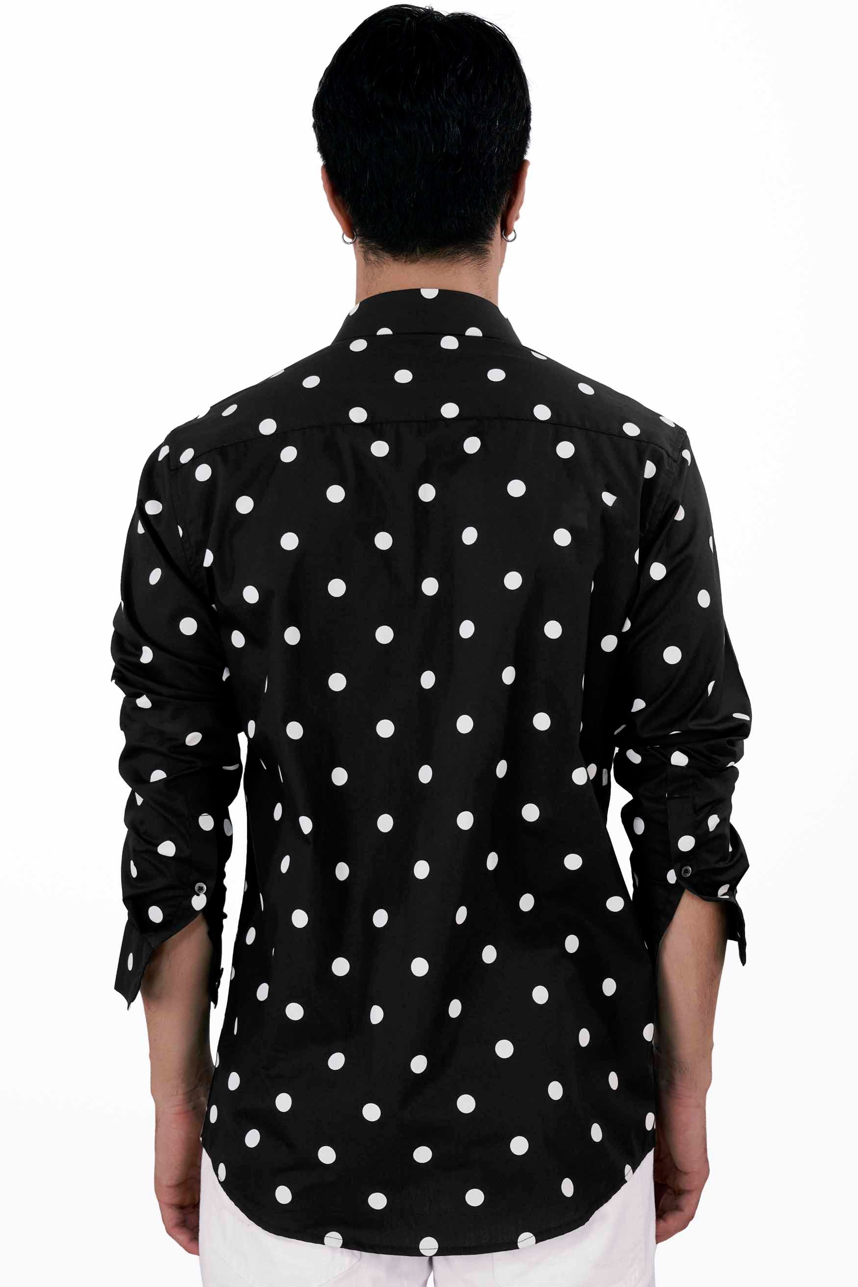 Jade Black and White Polka Dotted Premium Cotton Shirt