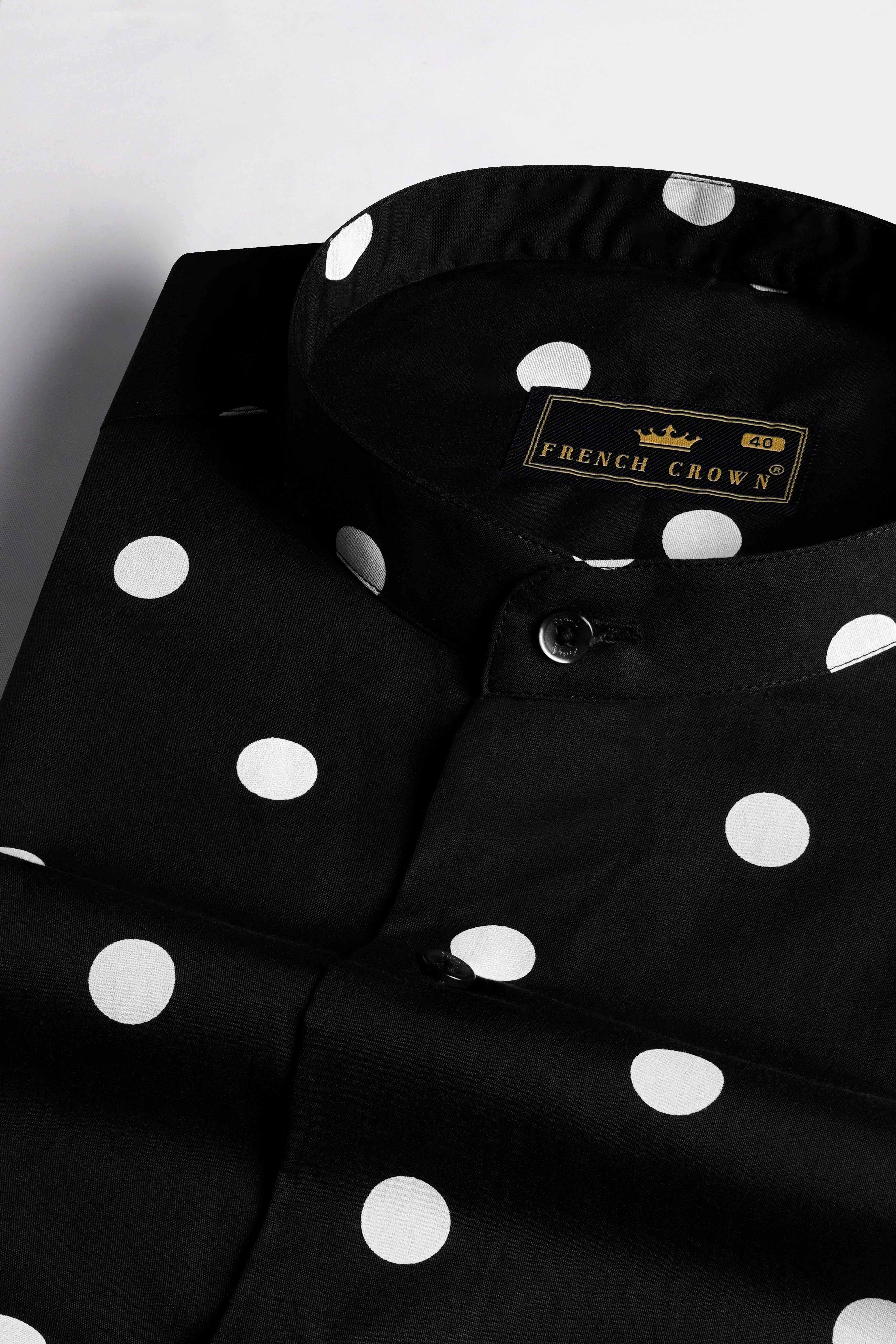 Jade Black and White Polka Dotted Premium Cotton Shirt