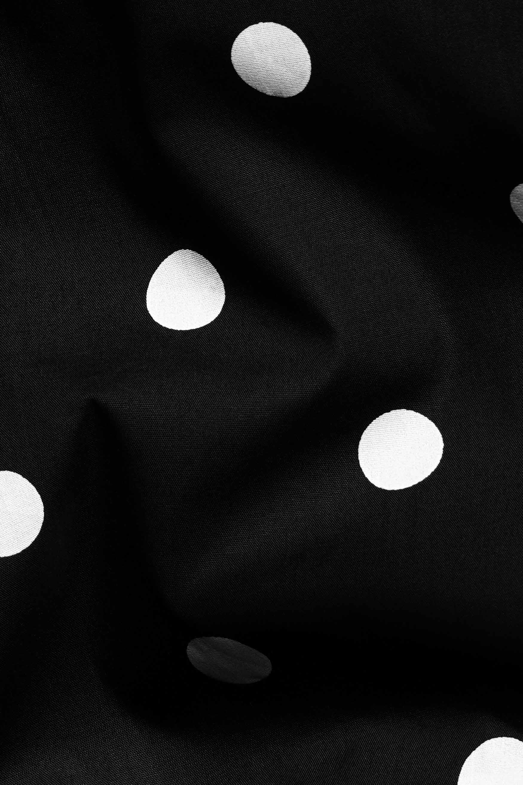 Jade Black and White Polka Dotted Premium Cotton Shirt