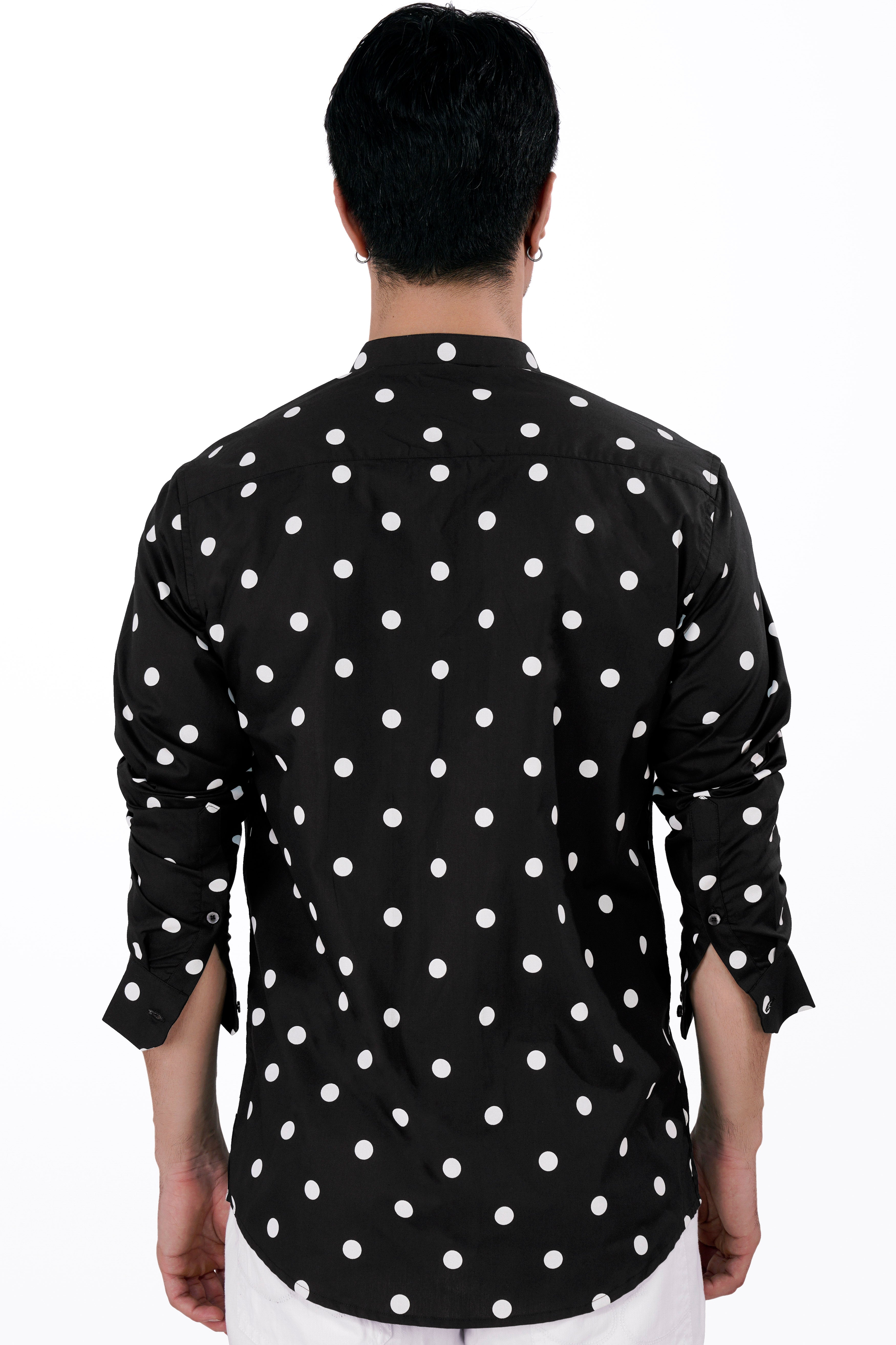 Jade Black and White Polka Dotted Premium Cotton Shirt
