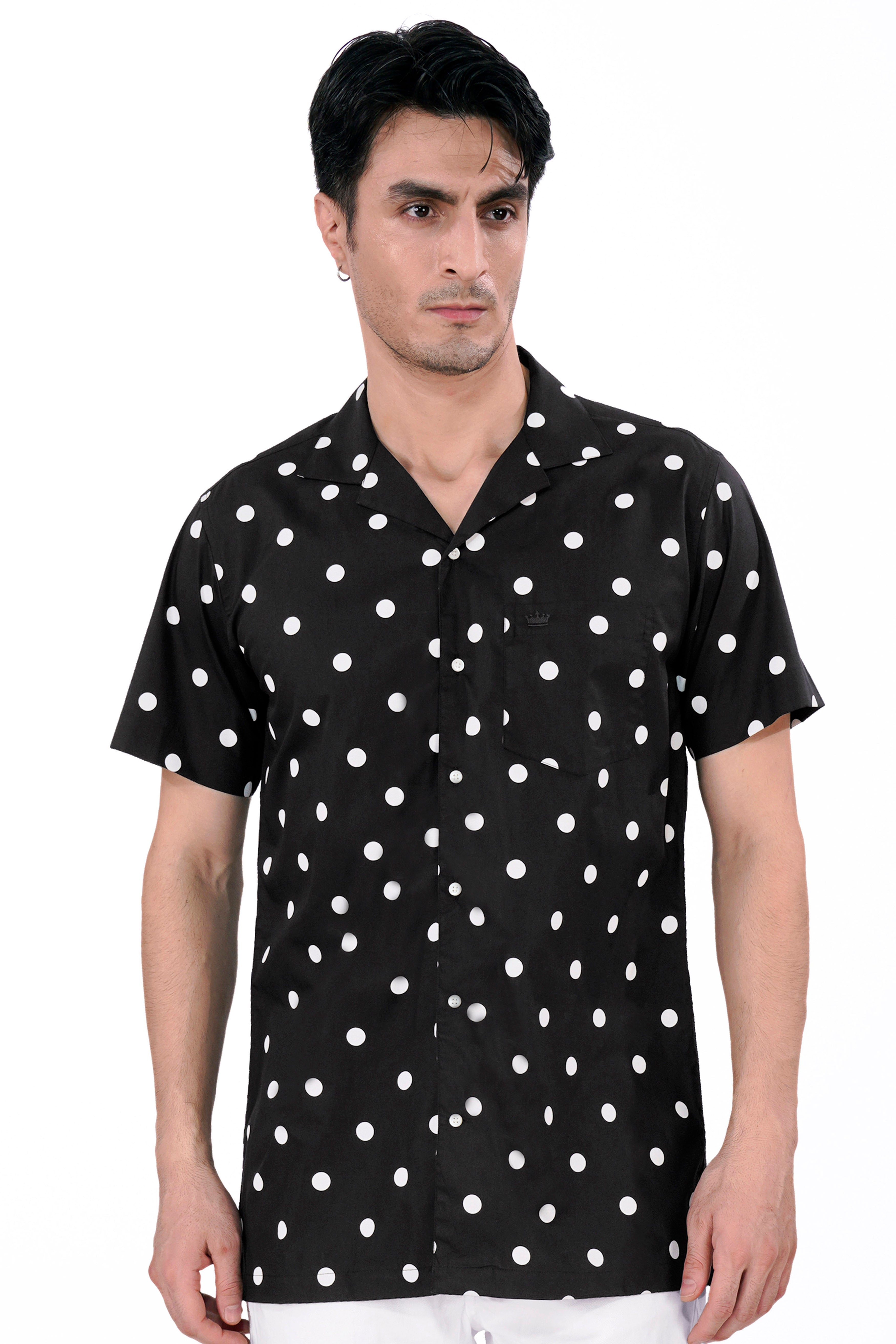 Jade Black and White Polka Dots Premium Cotton Shirt