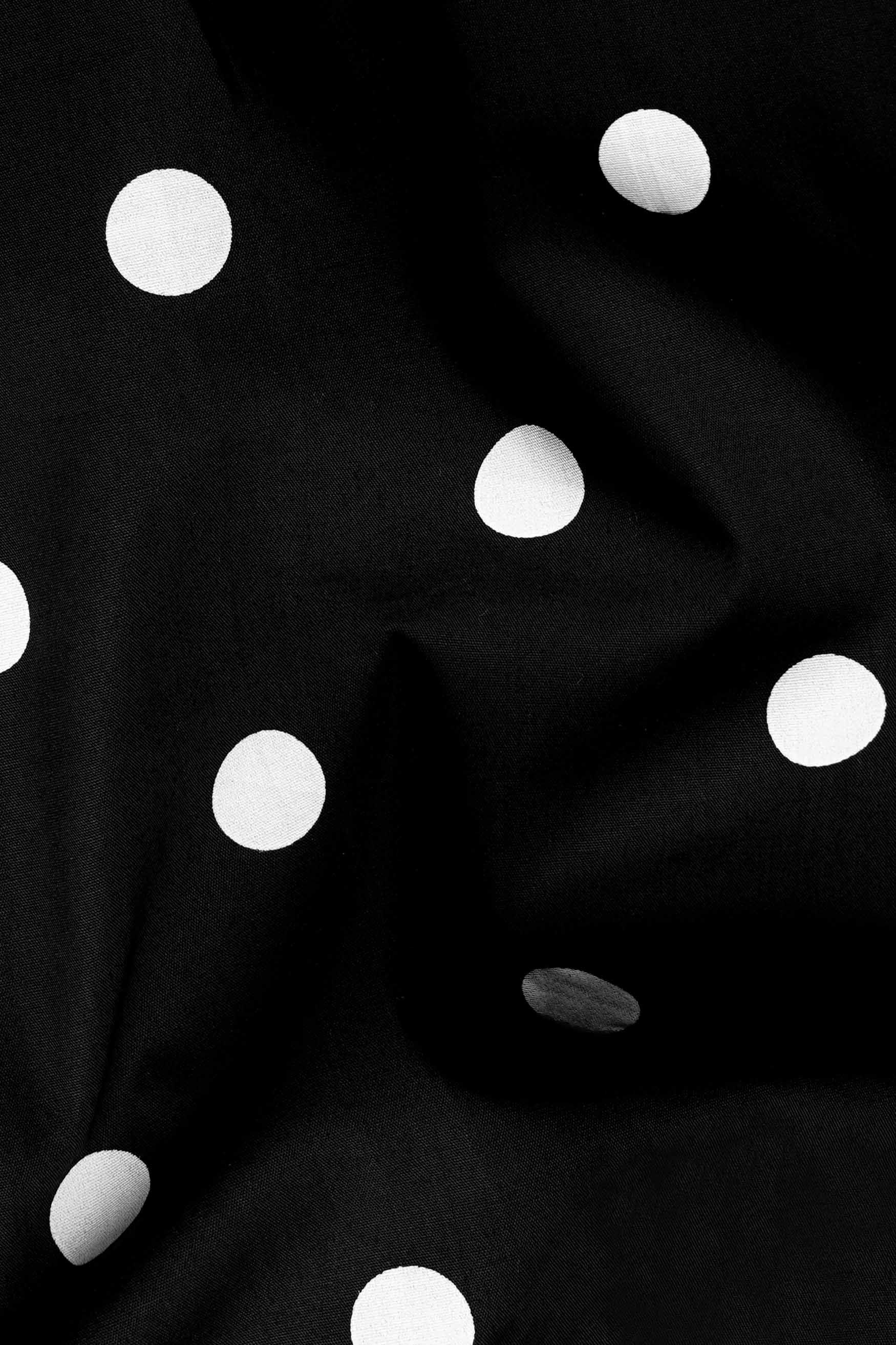 Jade Black and White Polka Dots Premium Cotton Shirt