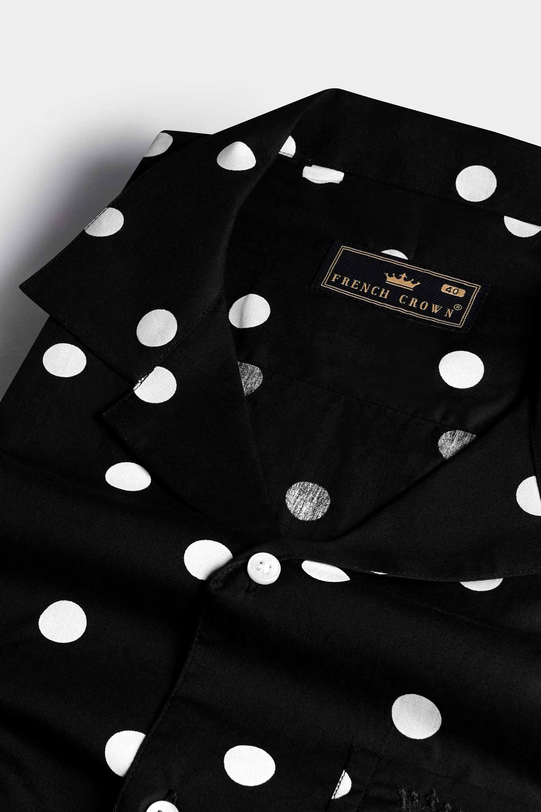 Jade Black and White Polka Dots Premium Cotton Shirt