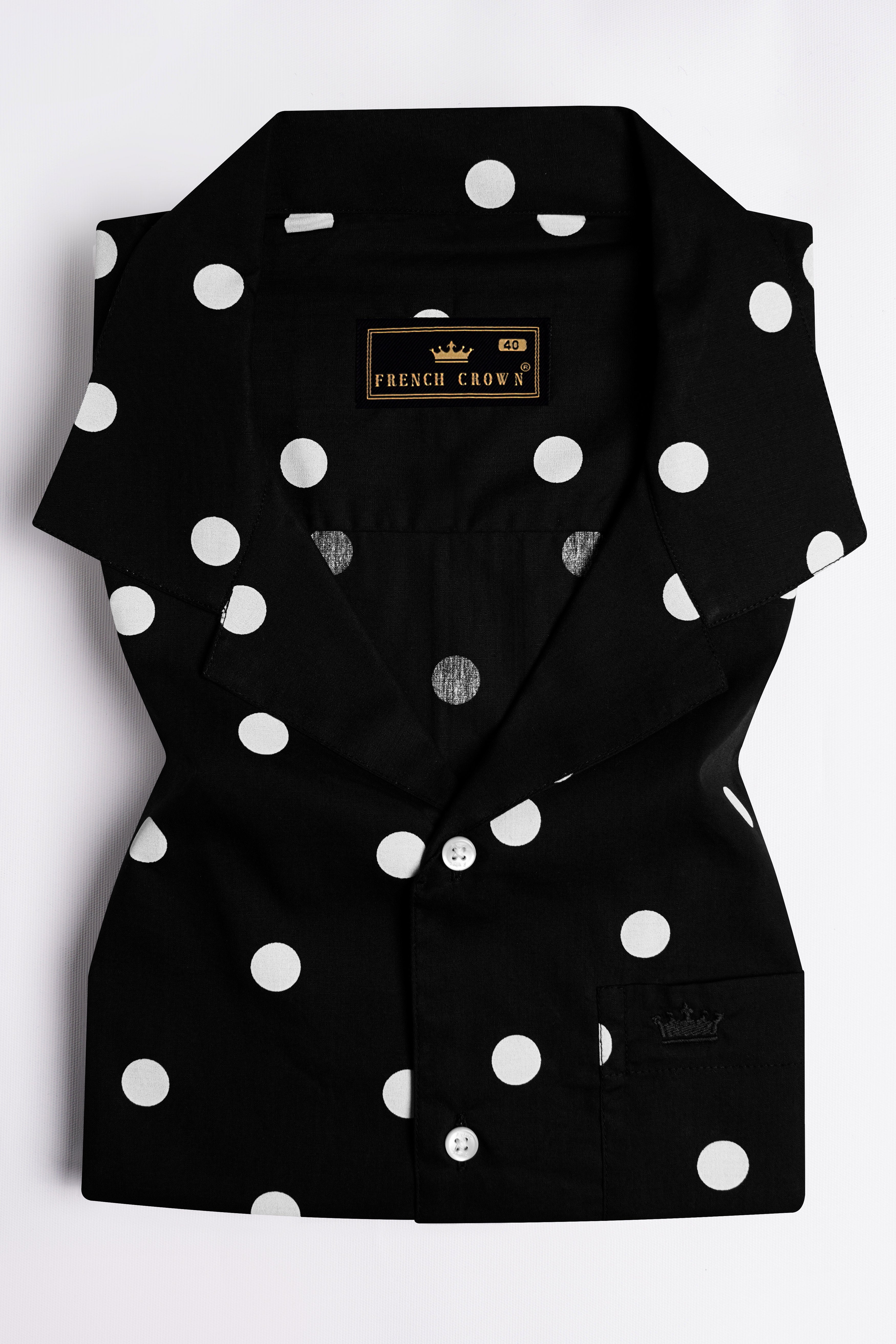 Jade Black and White Polka Dots Premium Cotton Shirt