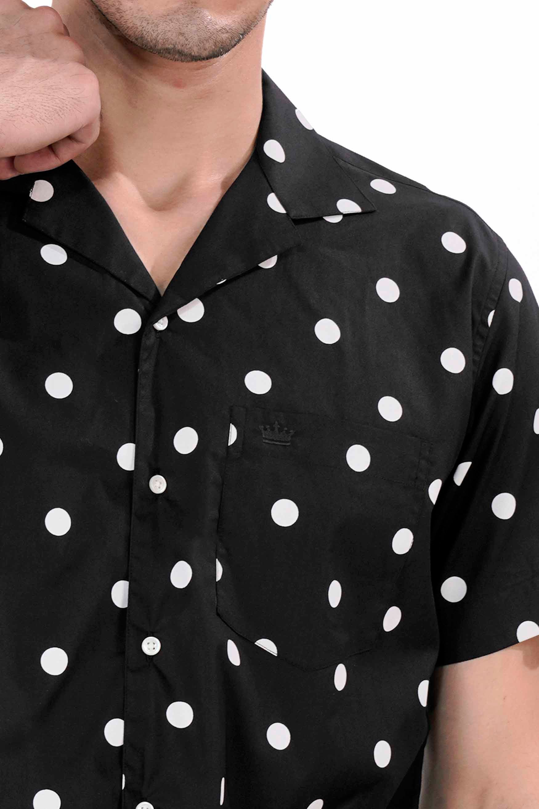Jade Black and White Polka Dots Premium Cotton Shirt