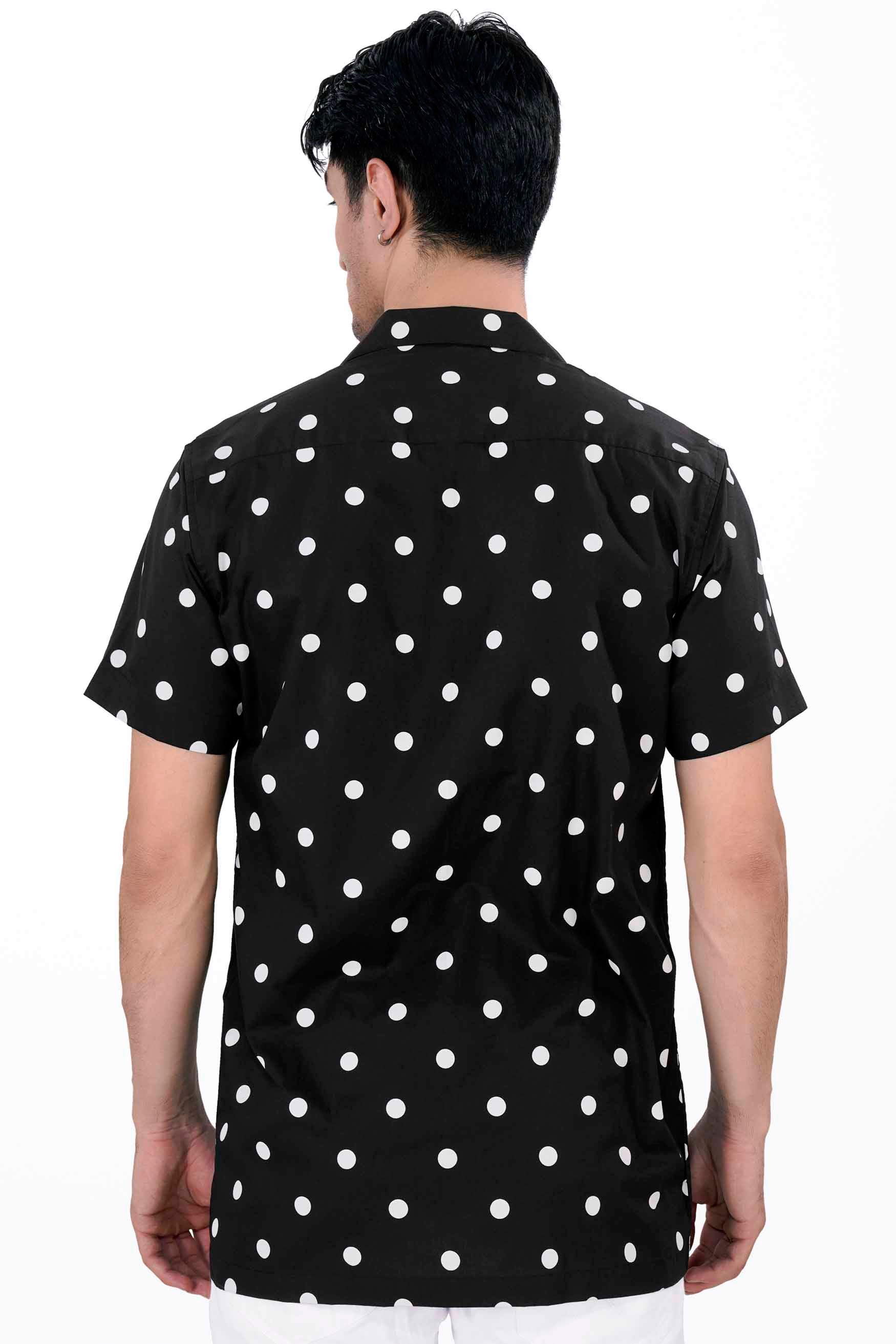 Jade Black and White Polka Dots Premium Cotton Shirt