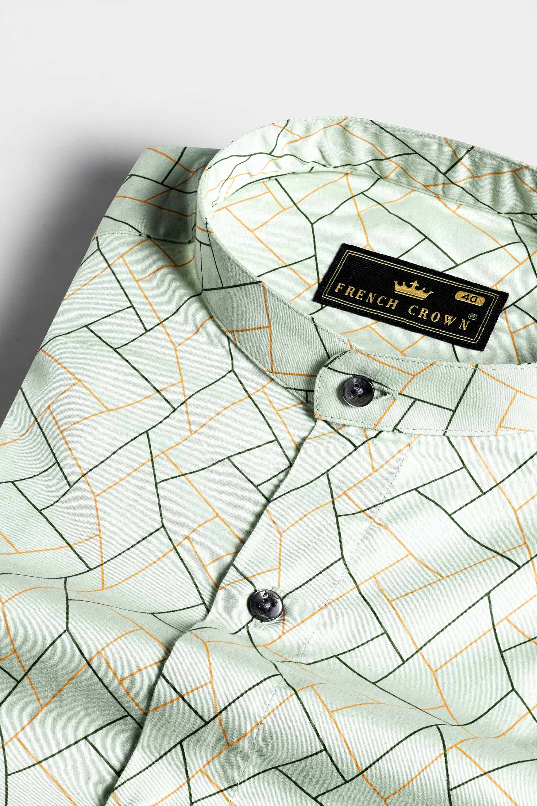 Spring Rain Green and Driftwood Brown Printed Super Soft Premium Cotton Shirt
