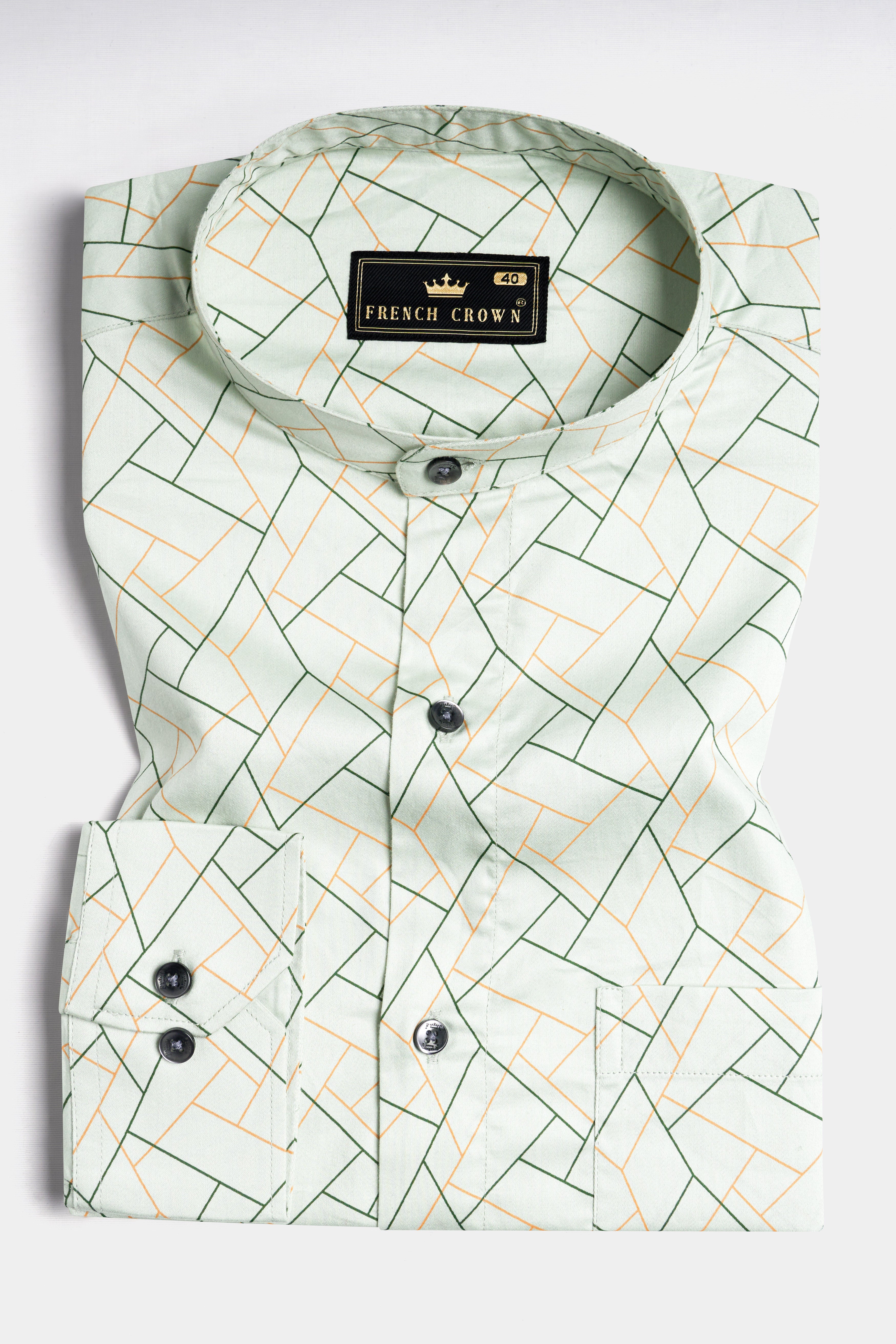 Spring Rain Green and Driftwood Brown Printed Super Soft Premium Cotton Shirt