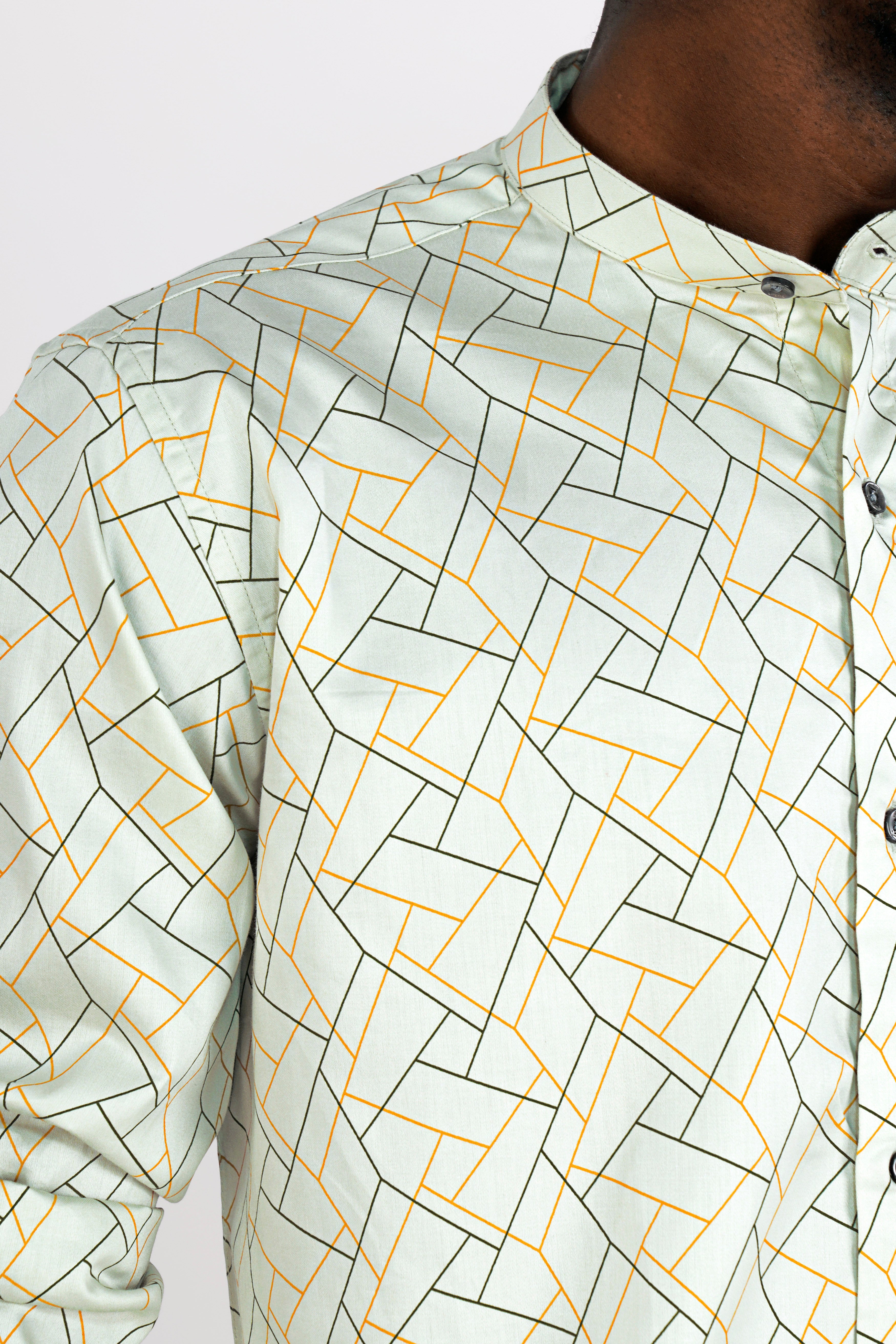 Spring Rain Green and Driftwood Brown Printed Super Soft Premium Cotton Shirt
