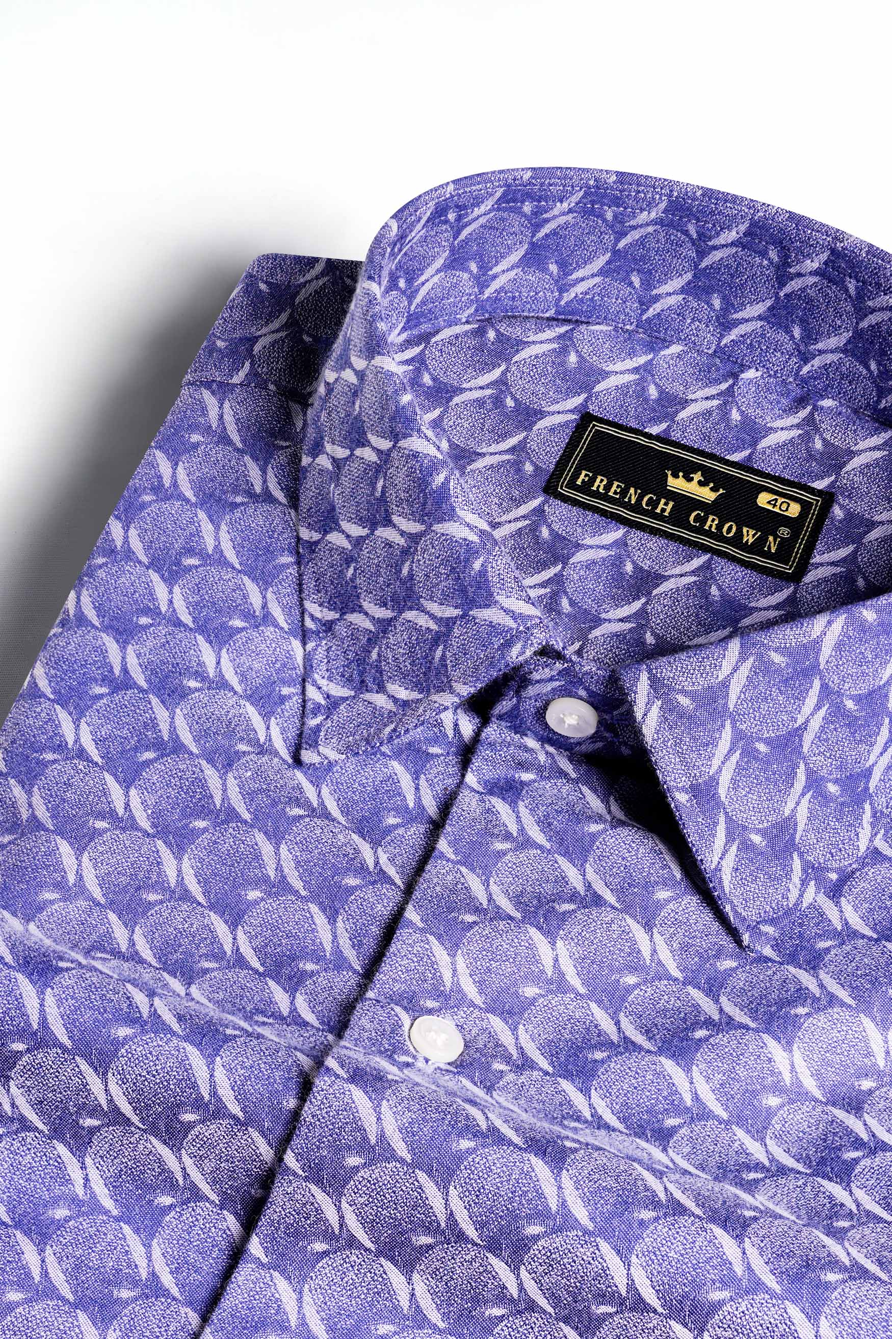 Iris Blue and White Jacquard Textured Premium Giza Cotton Shirt