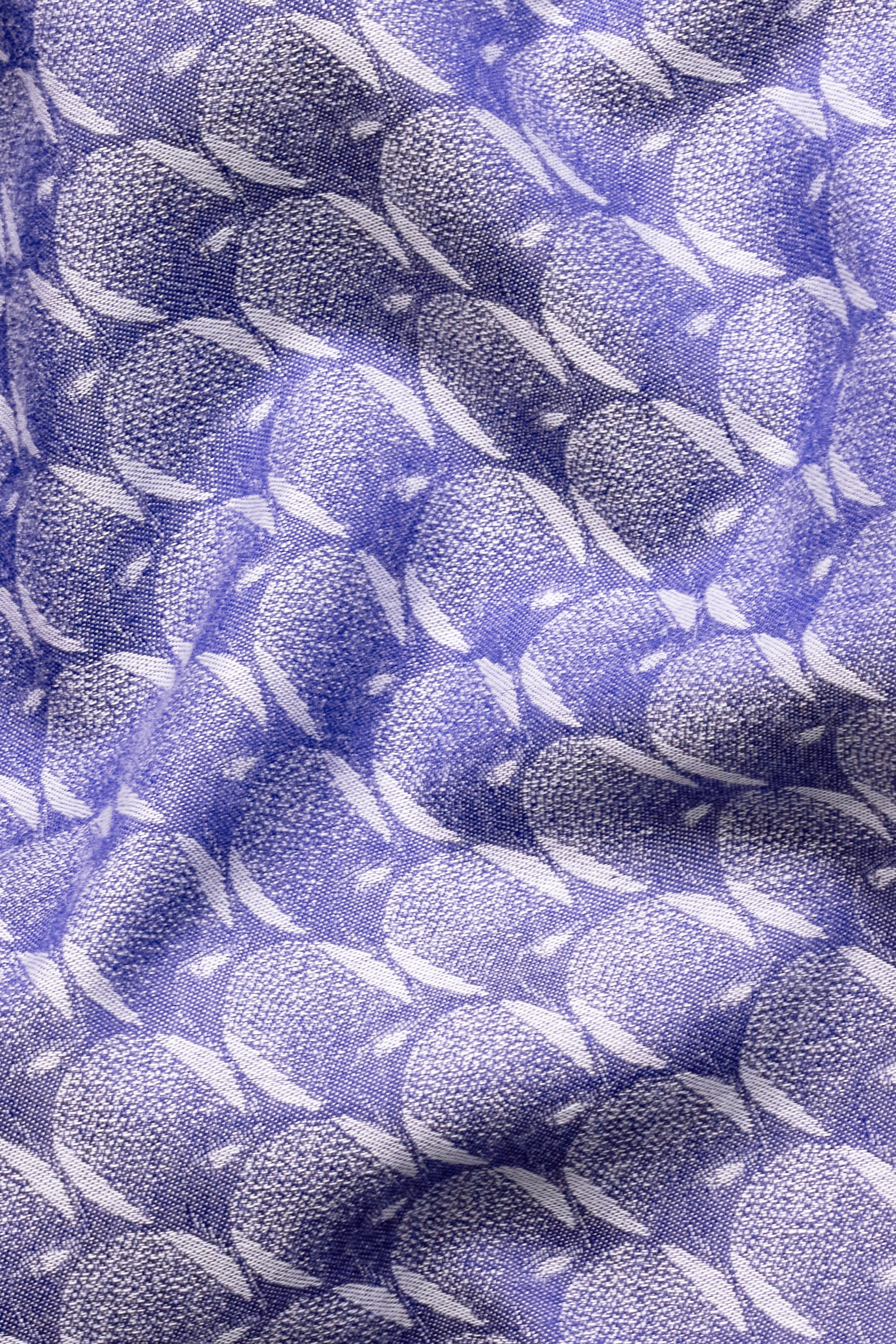 Iris Blue and White Jacquard Textured Premium Giza Cotton Shirt