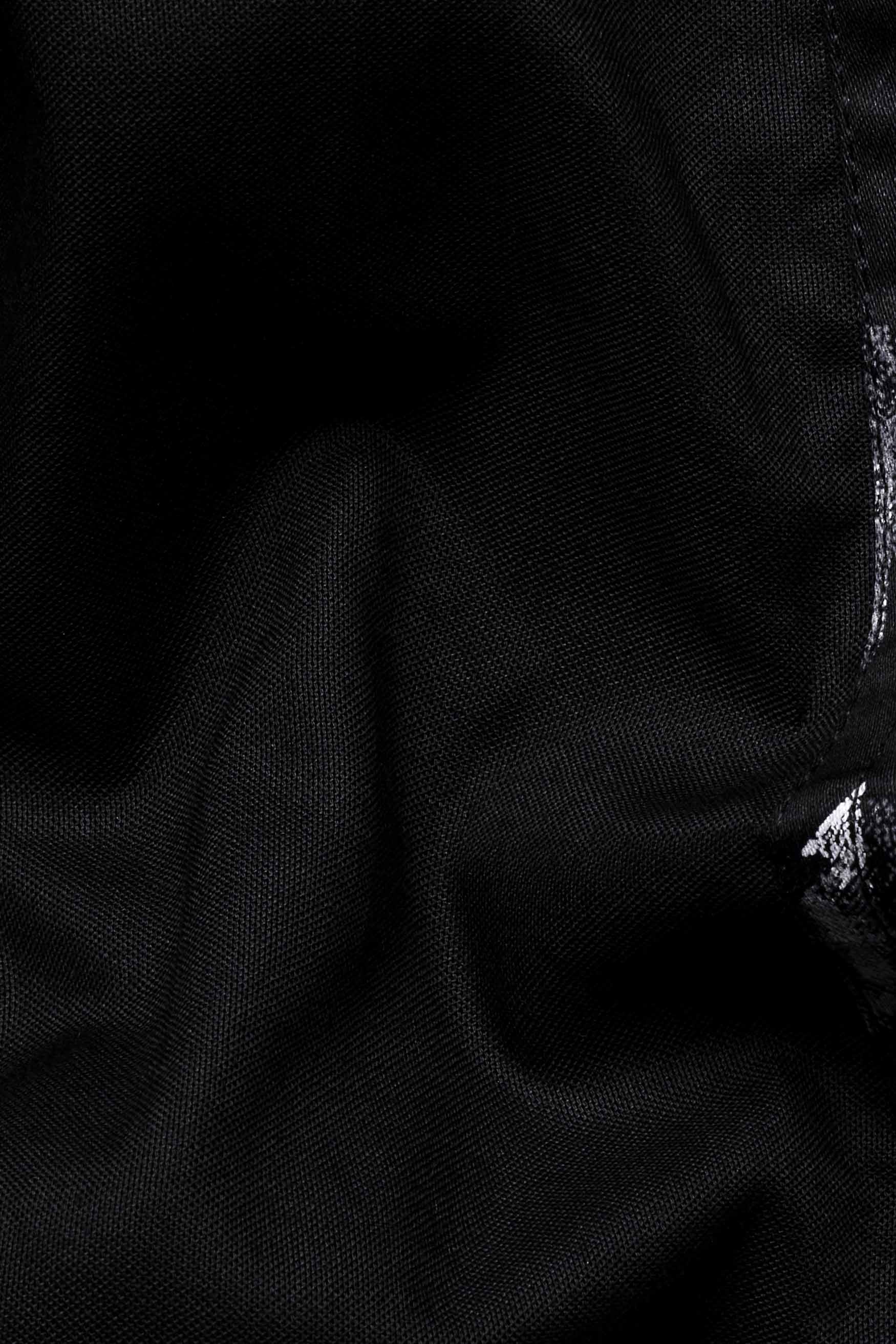 Half White Printed Half Solid Black Royal Oxford Designer Shirt