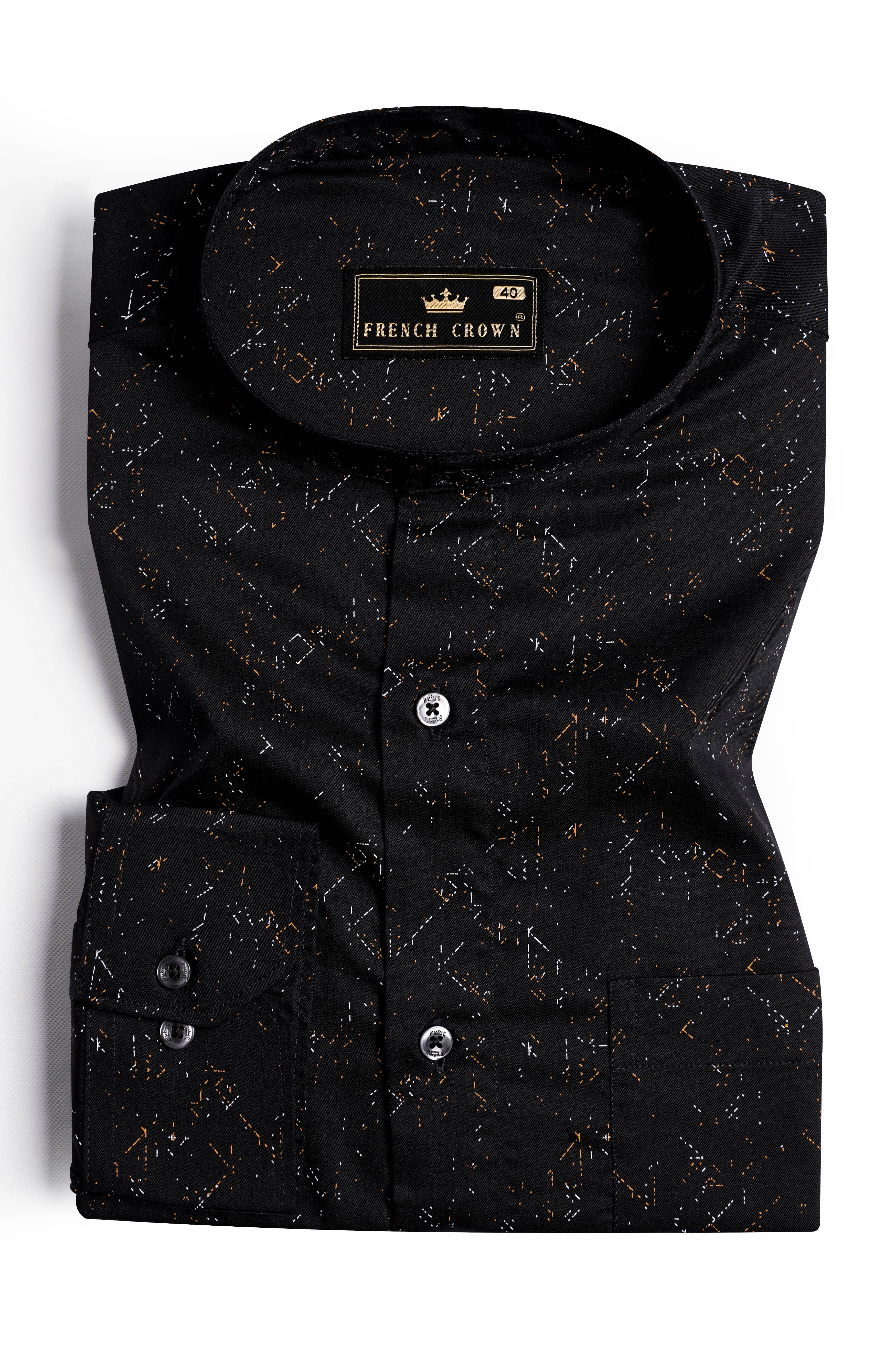 Jade Black Printed Twill Premium Cotton Shirt