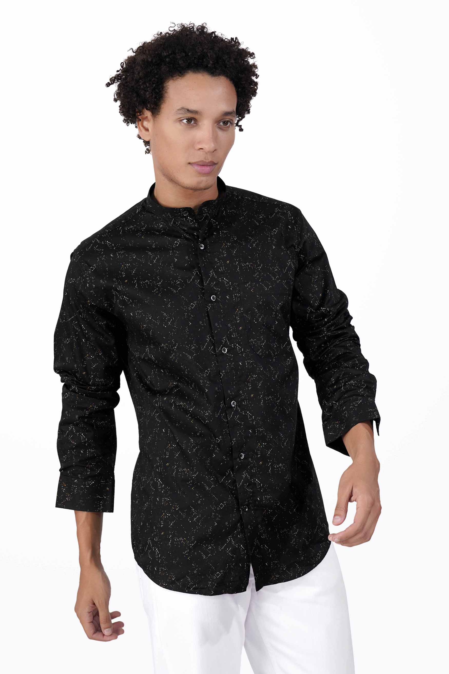 Jade Black Printed Twill Premium Cotton Shirt
