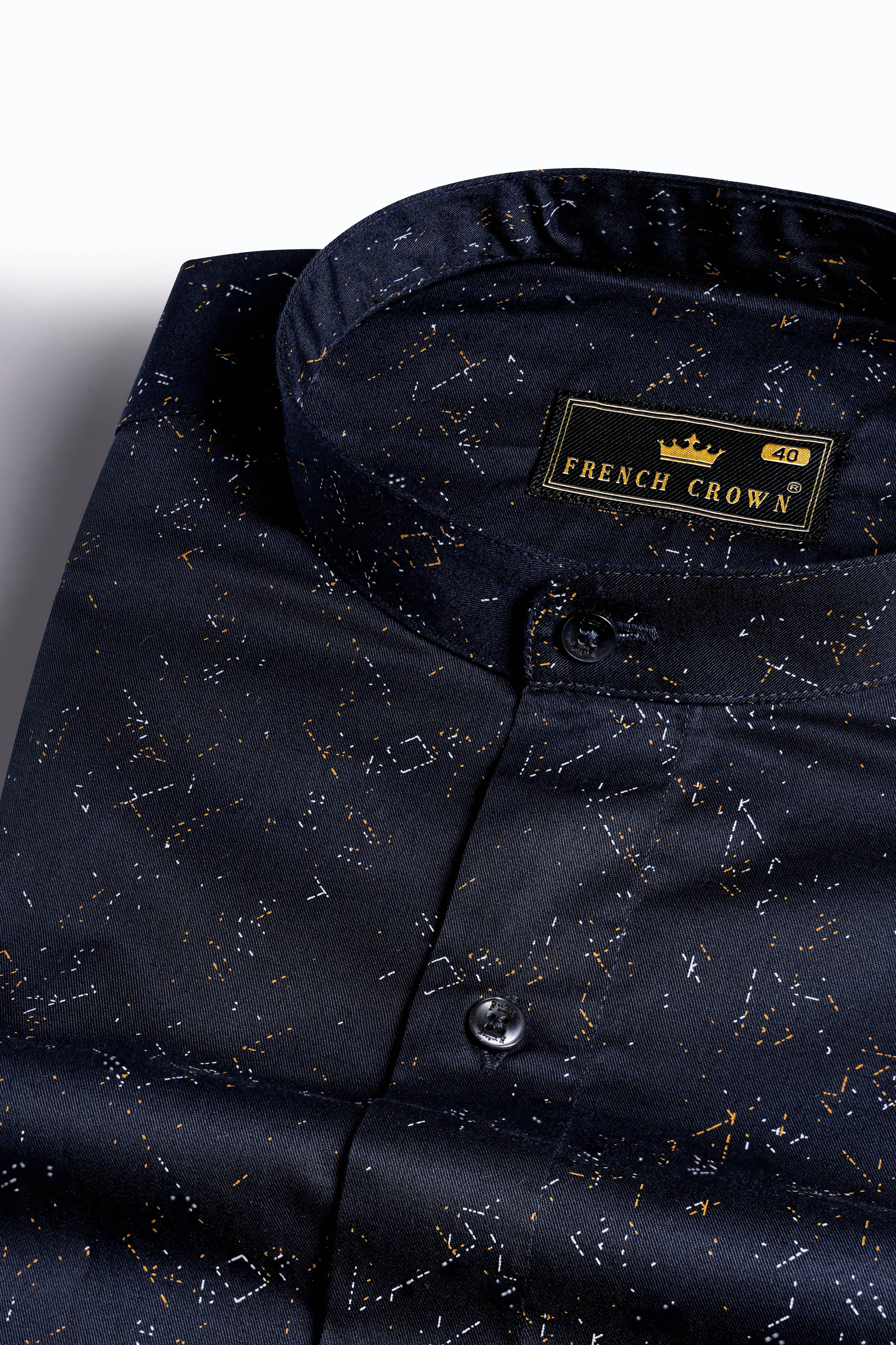 Cinder Blue Printed Twill Premium Cotton Shirt