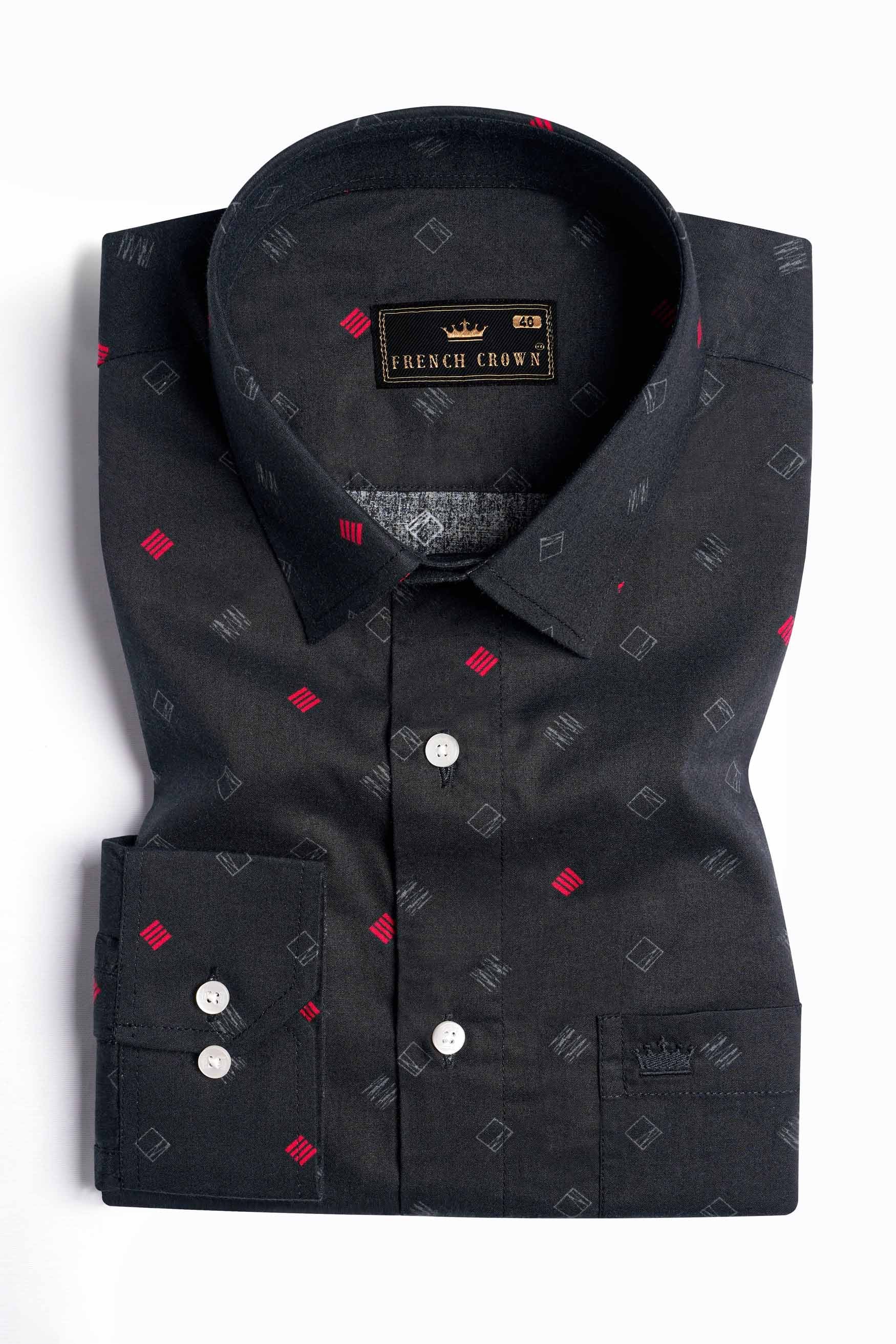 Jade Black Printed Premium Cotton Shirt