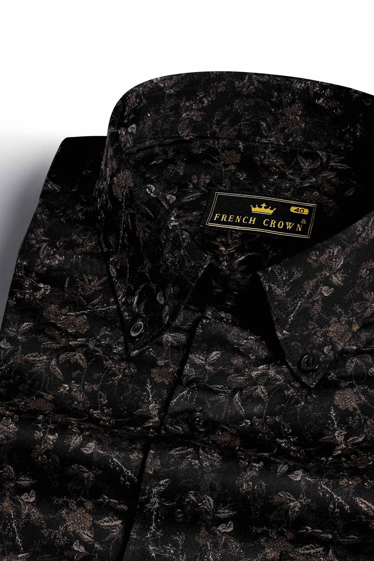 Jade Black with Taupe Brown Printed Super Soft Premium Cotton Shirt