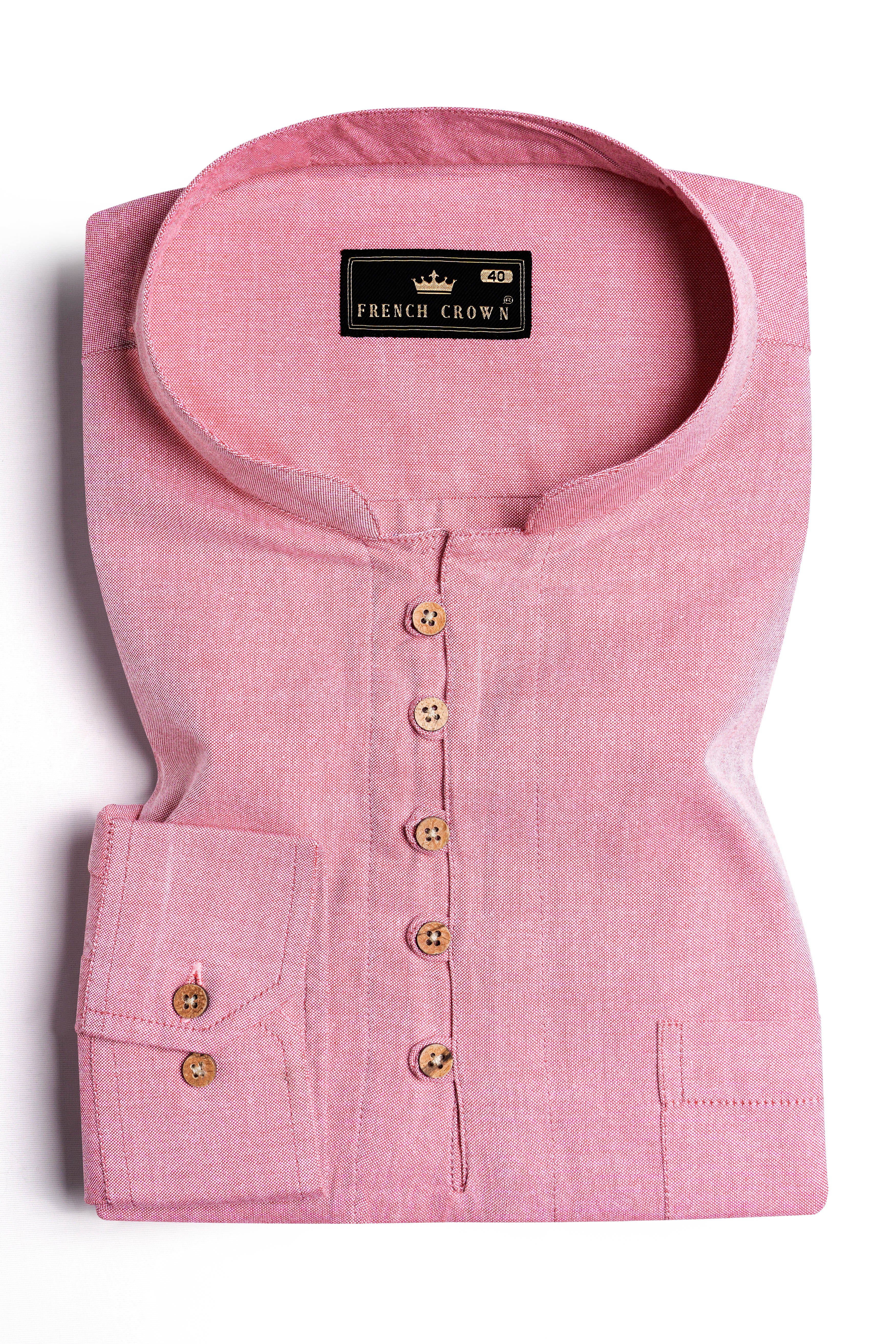 Thulian Pink Multicolour Striped Royal Oxford Kurta Shirt