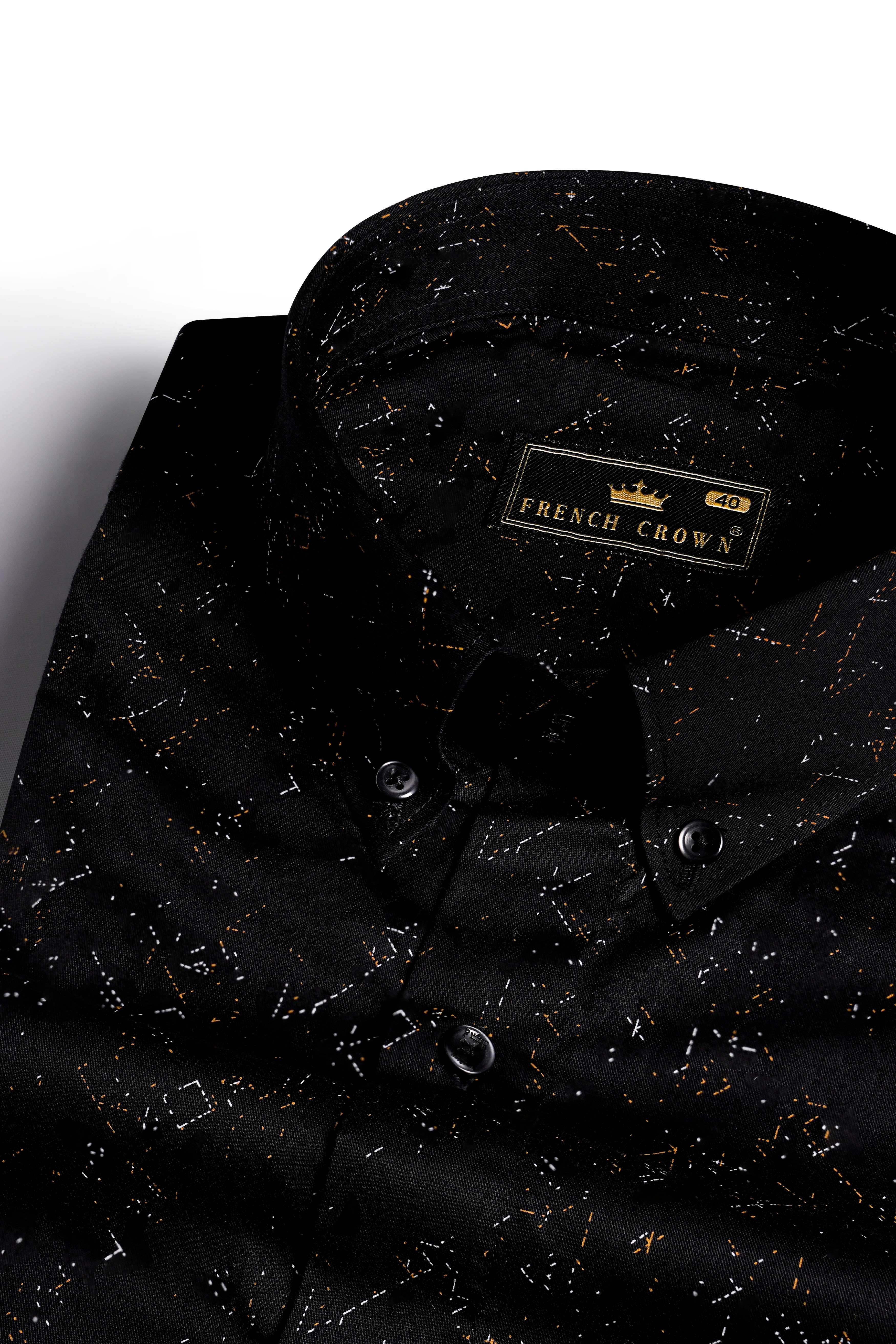 Jade Black Printed Twill Premium Cotton Button Down Shirt