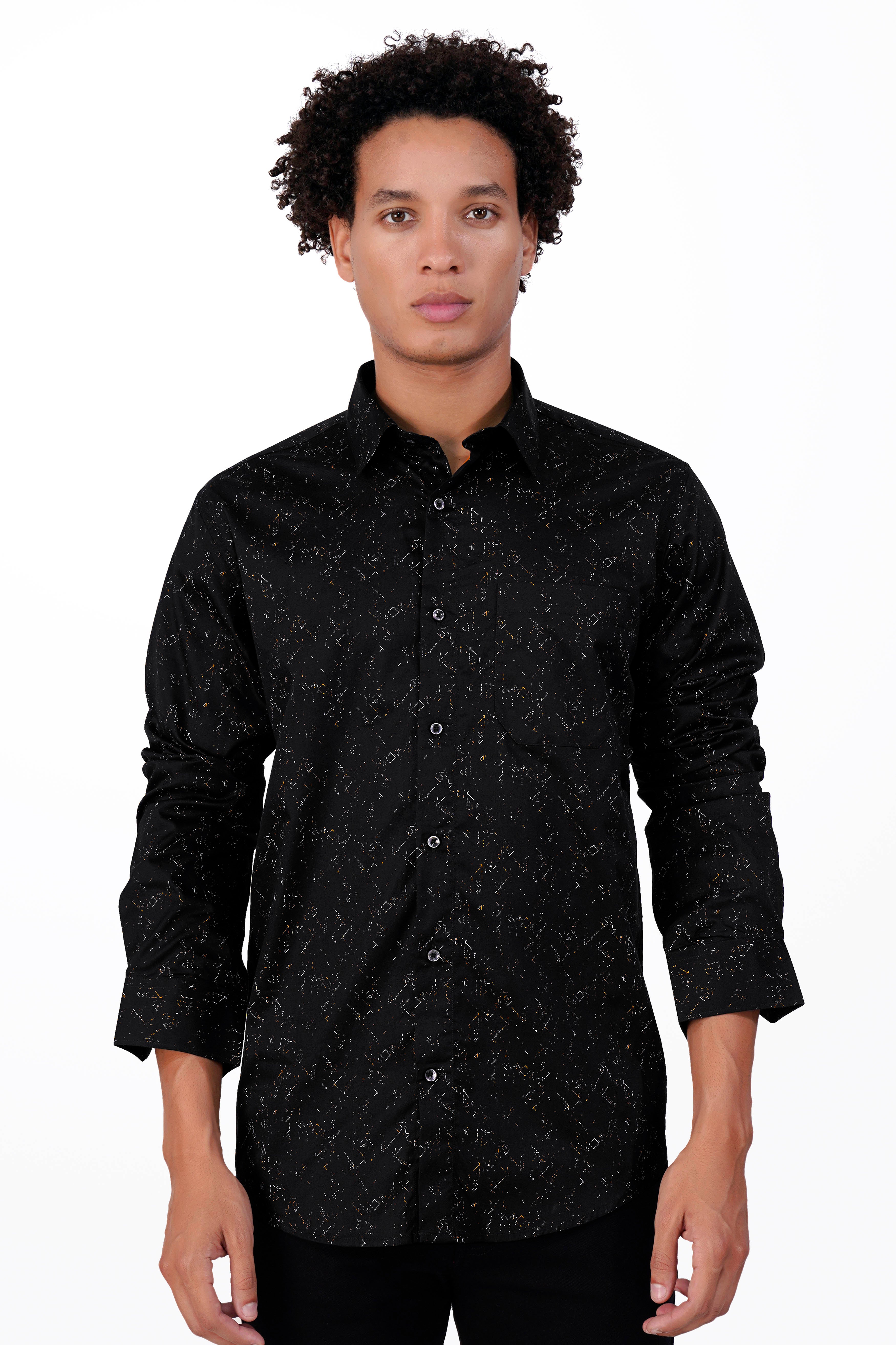 Jade Black Printed Twill Premium Cotton Shirt