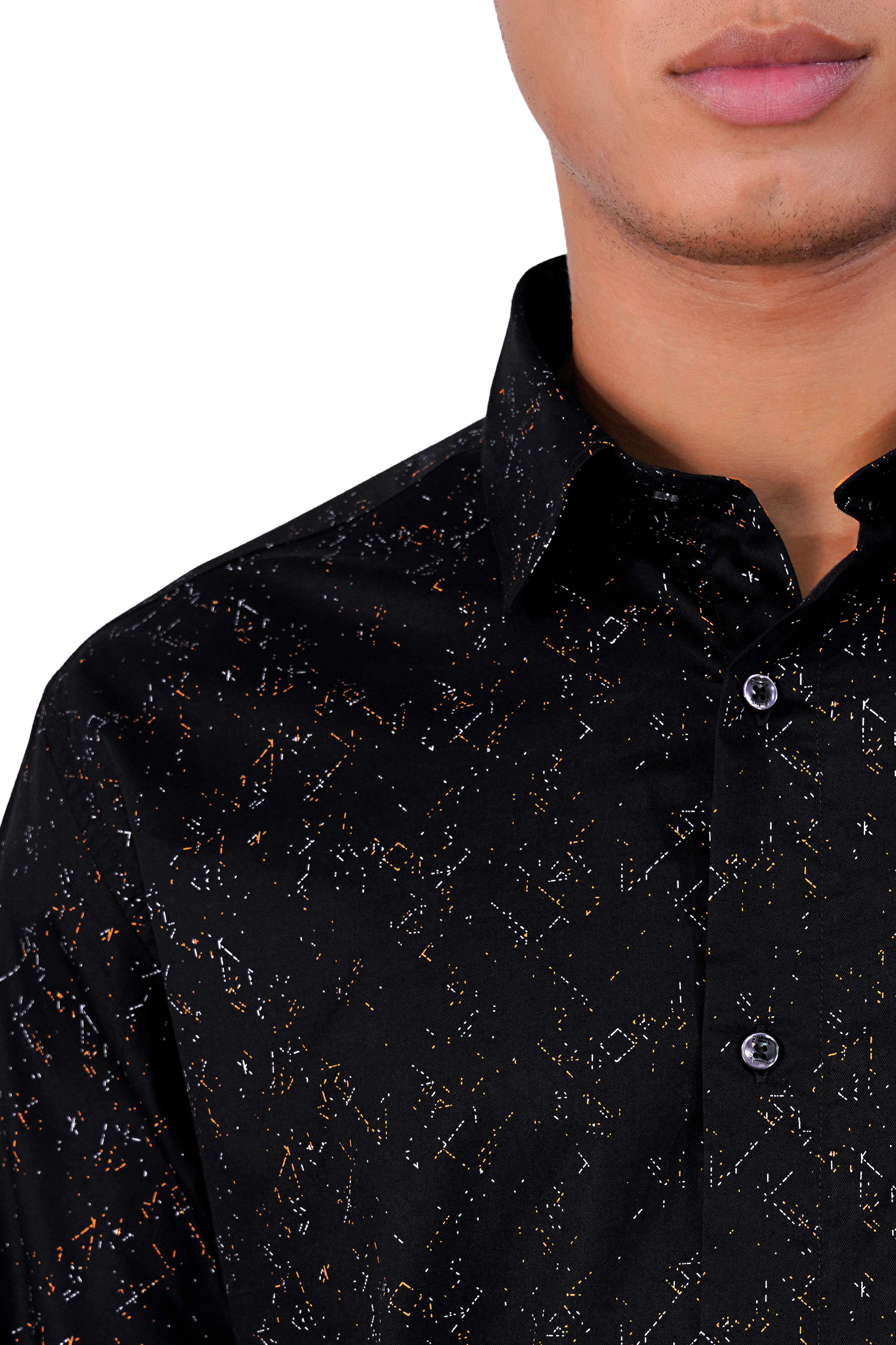Jade Black Printed Twill Premium Cotton Shirt