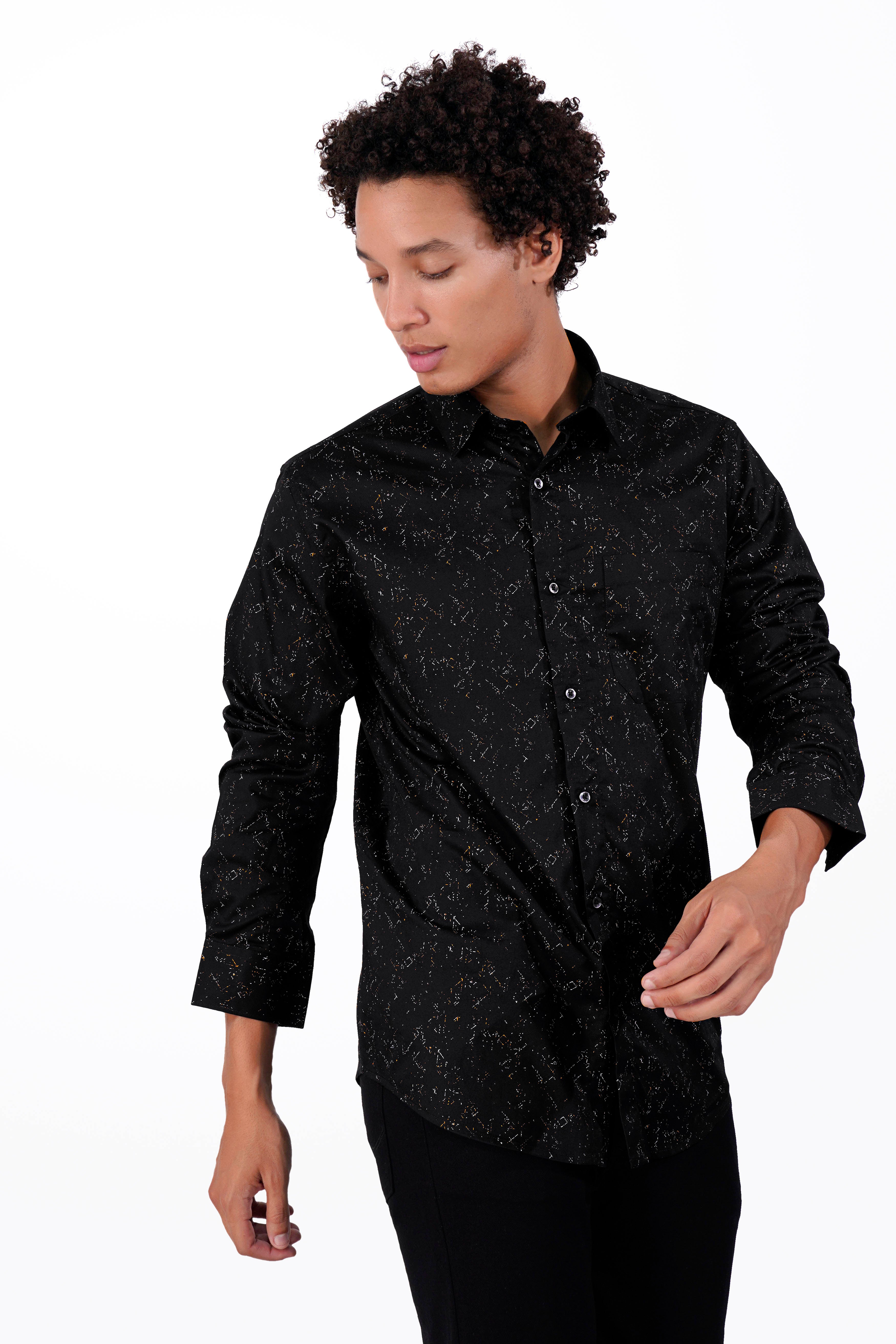 Jade Black Printed Twill Premium Cotton Shirt