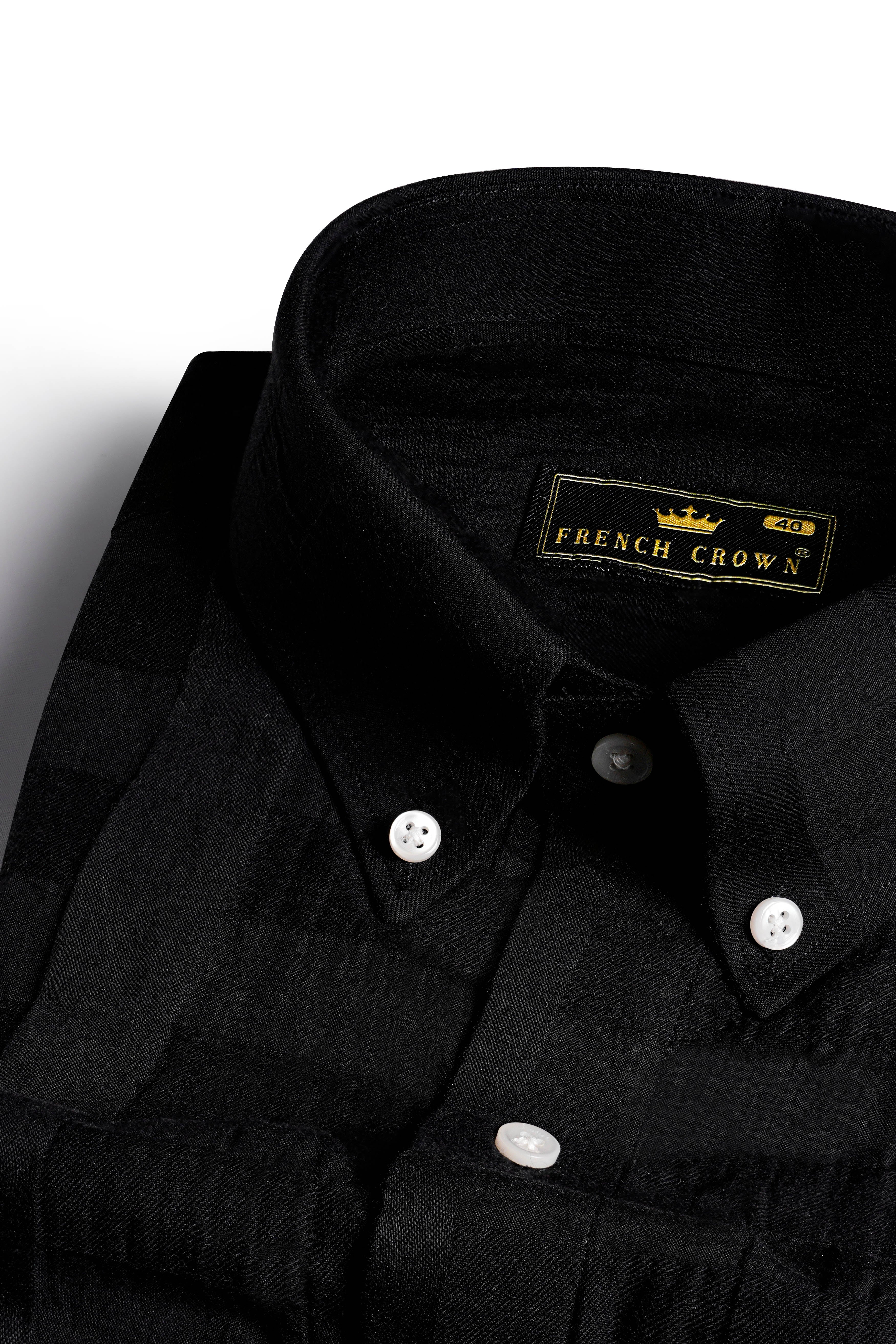 Jade Black Dobby Textured Premium Giza Cotton Shirt