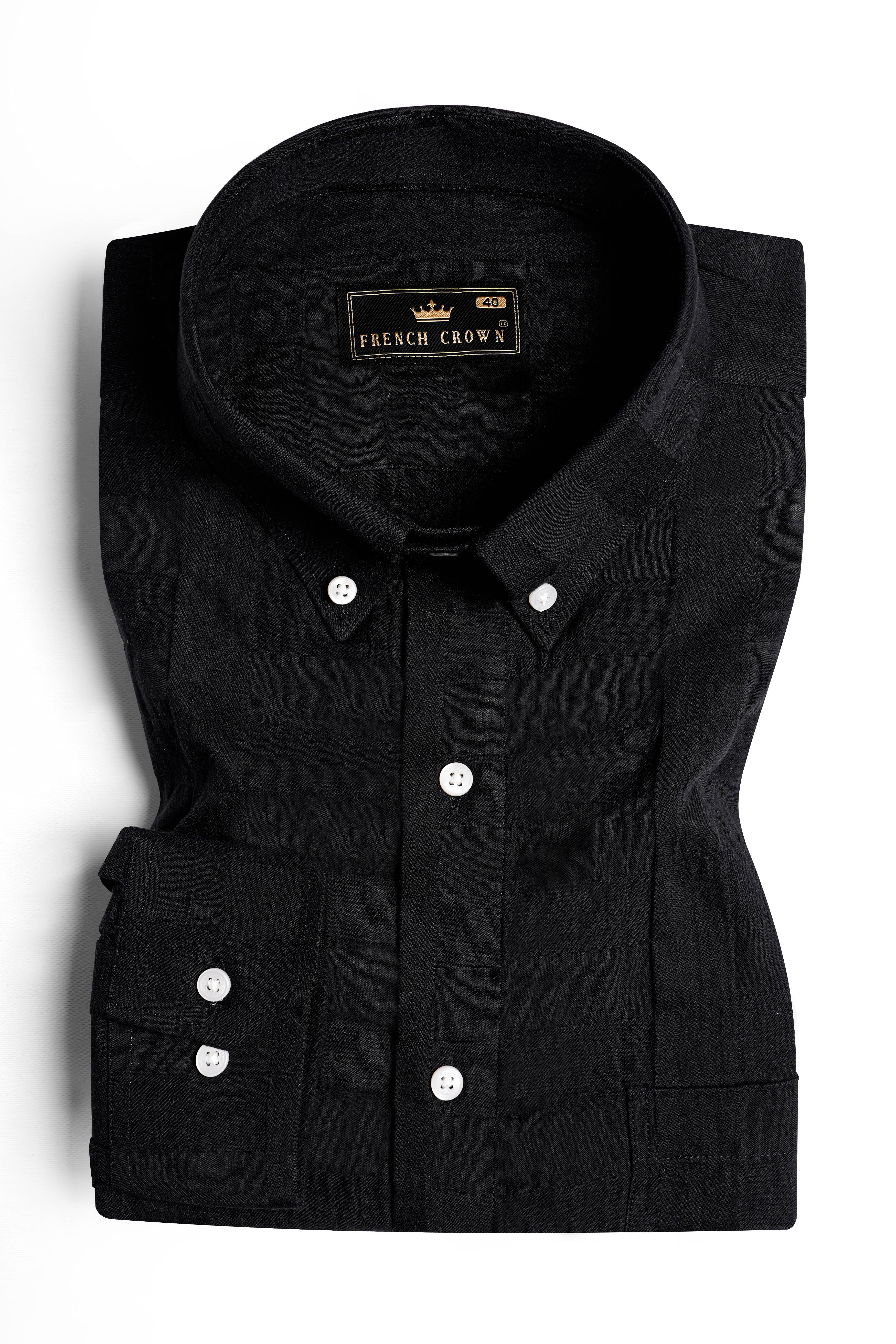 Jade Black Dobby Textured Premium Giza Cotton Shirt