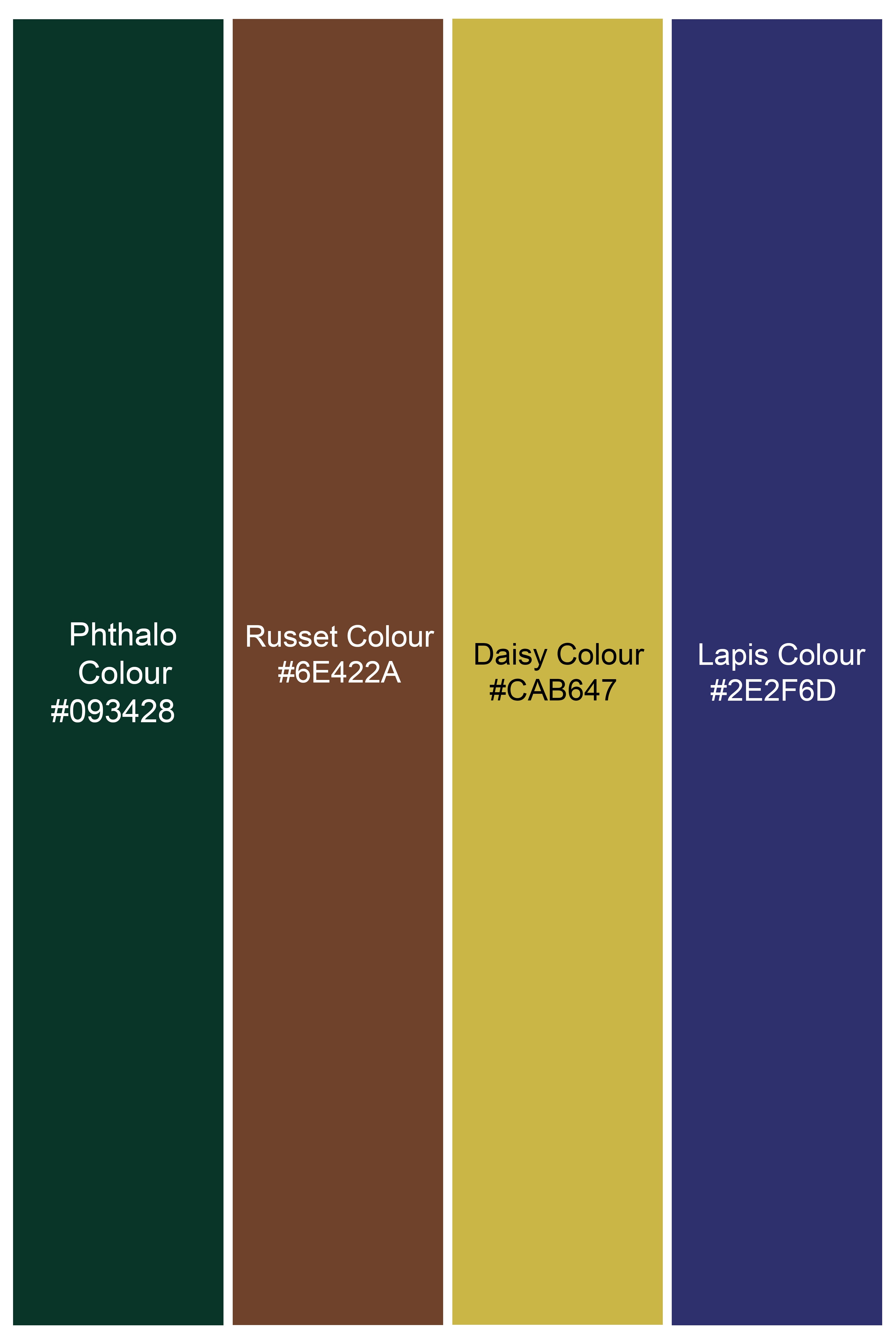 Phthalo Green with Russet Brown Multicolour Printed Premium Tencel Kurta Shirt