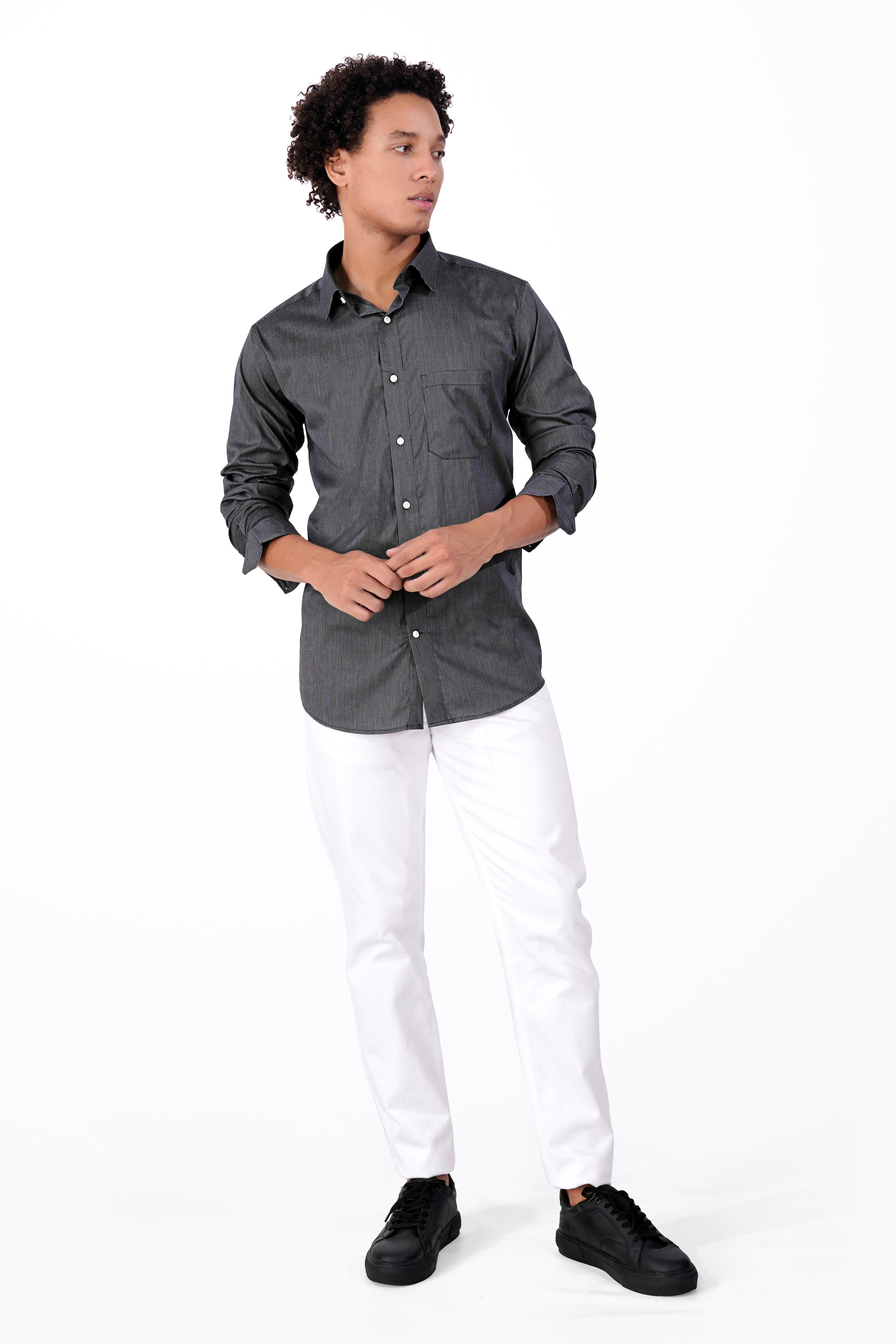 Jade Black and White Premium Giza Cotton Shirt