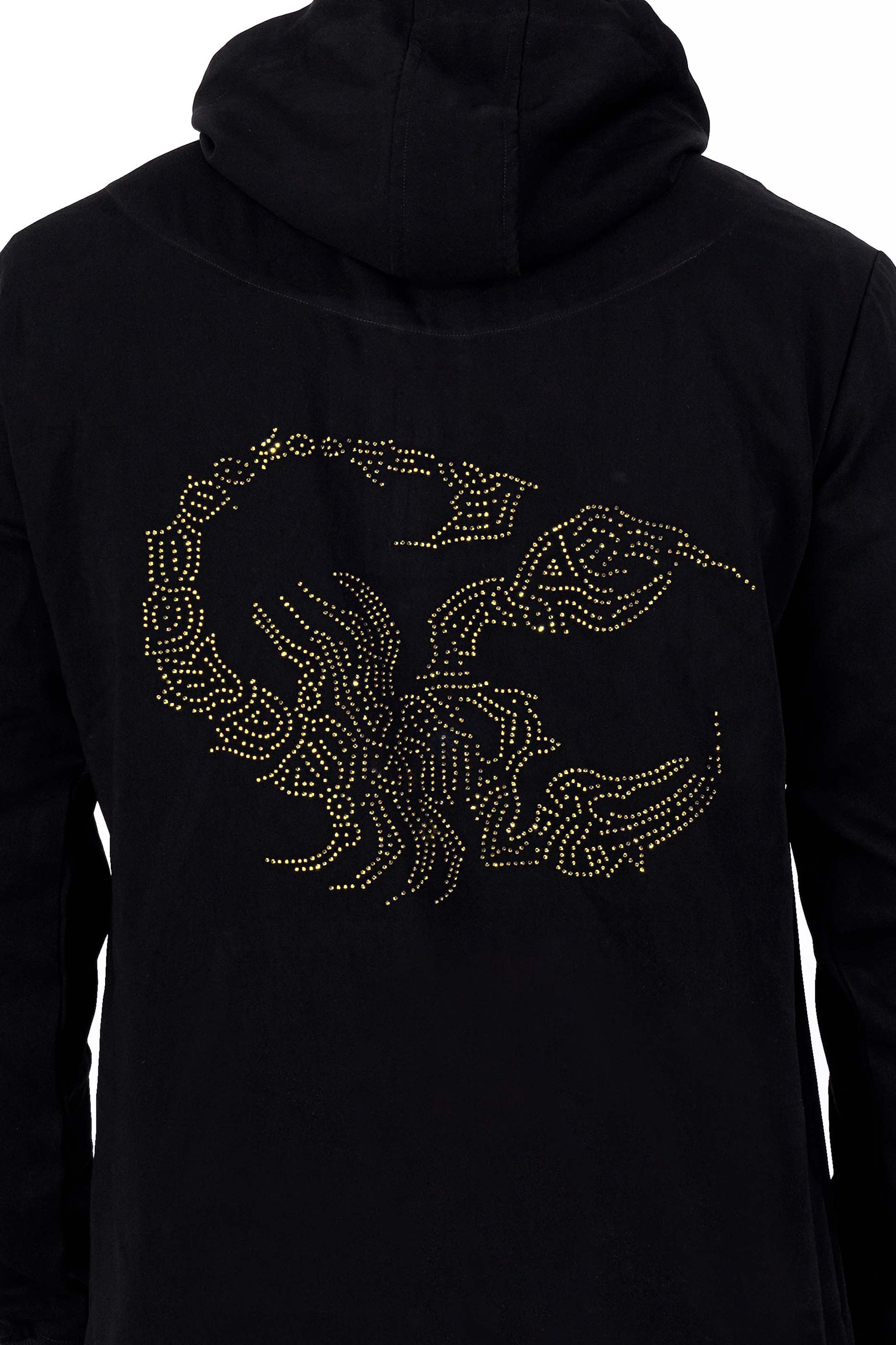 Noirex-Korean Black Scorpion Stonework Hoodie