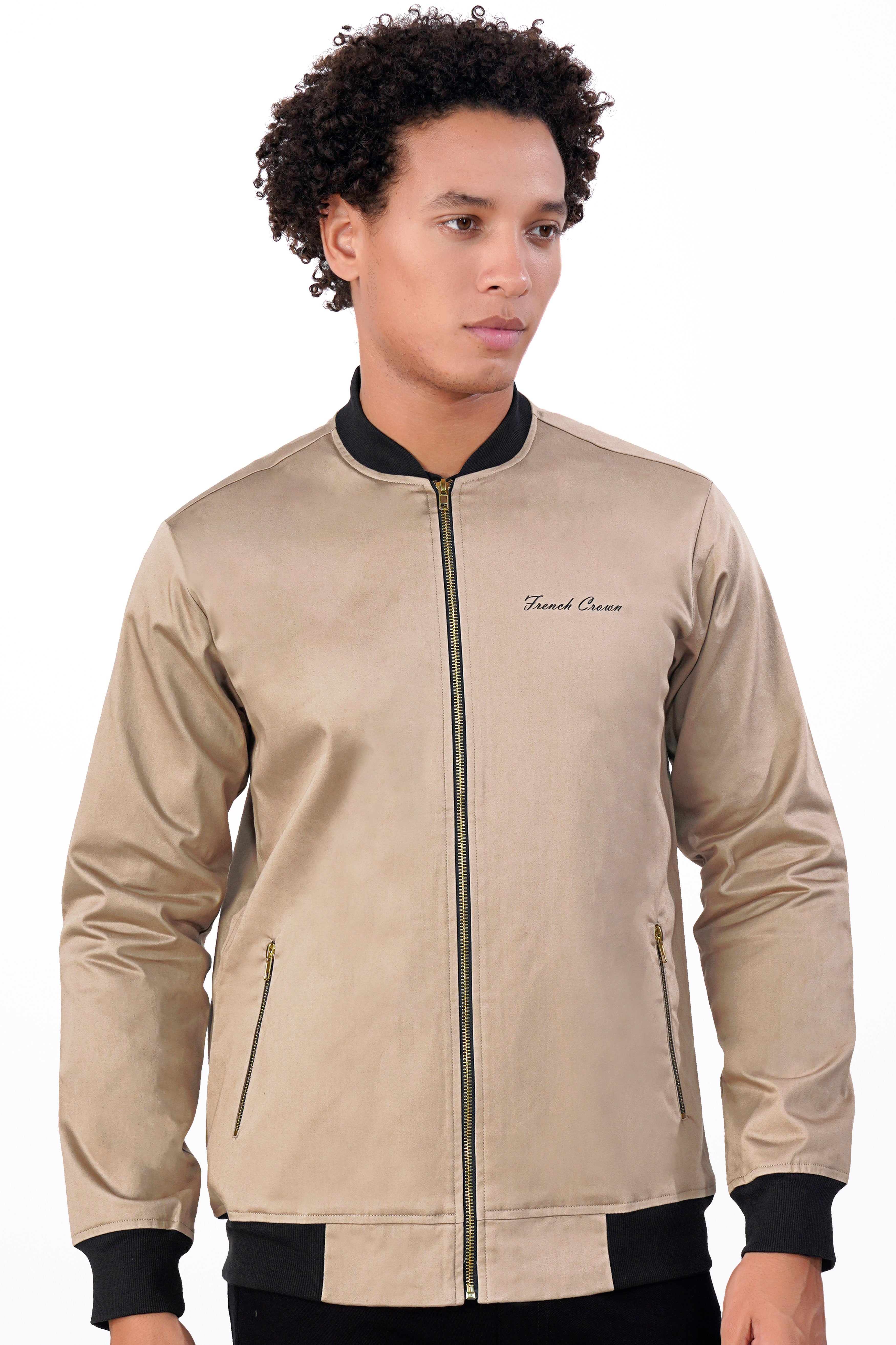 Thatch Brown Premium Cotton Bomber Jacket