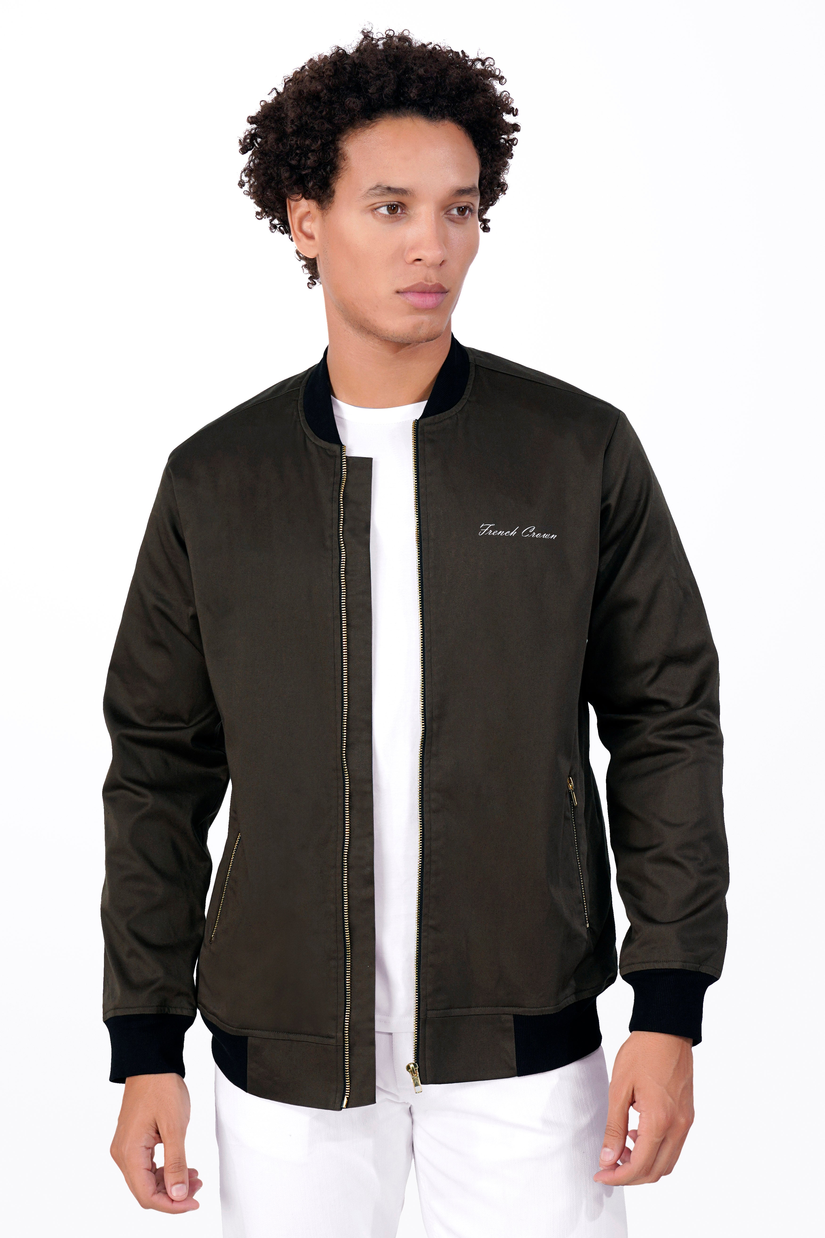 Bistre Brown Premium Cotton Bomber Jacket