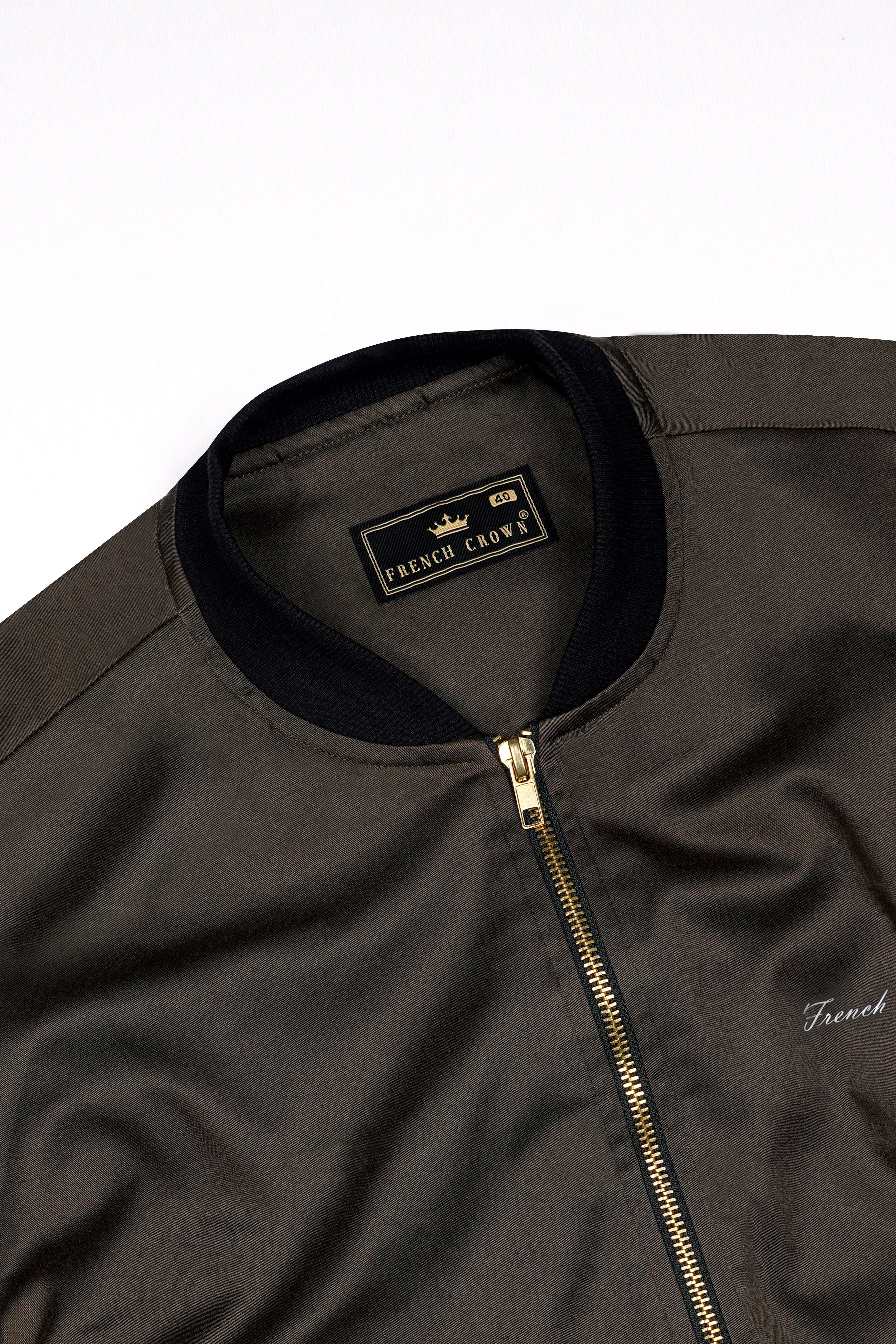 Bistre Brown Premium Cotton Bomber Jacket