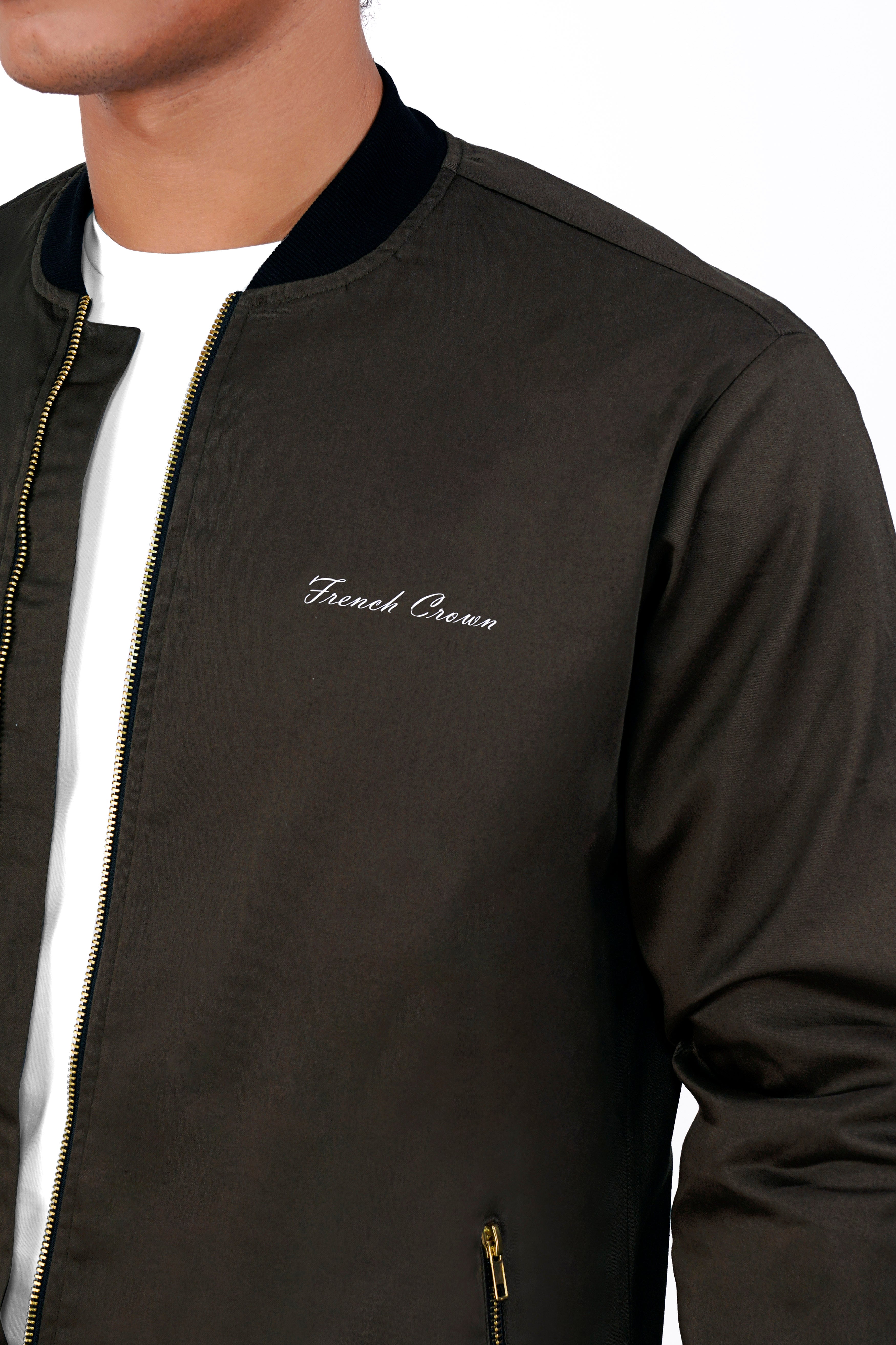 Bistre Brown Premium Cotton Bomber Jacket